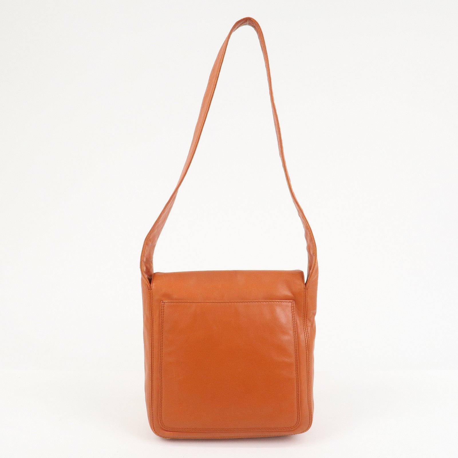 CHANEL COCO Mark Lamb Skin Shoulder Bag Orange