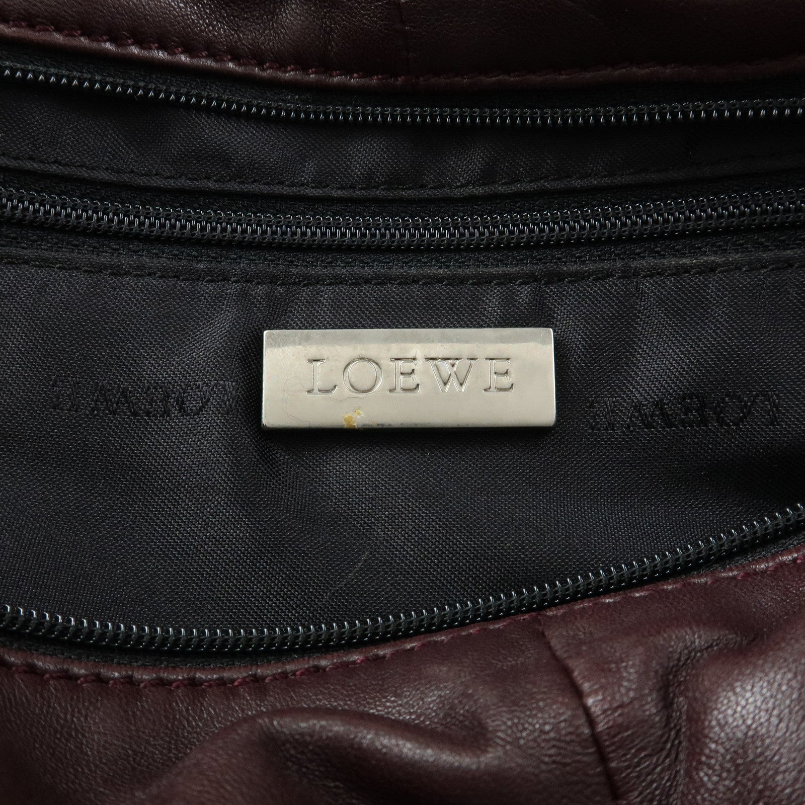LOEWE Anagram Nappa Leather Hand Bag Shoulder Bag Bordeaux Brown