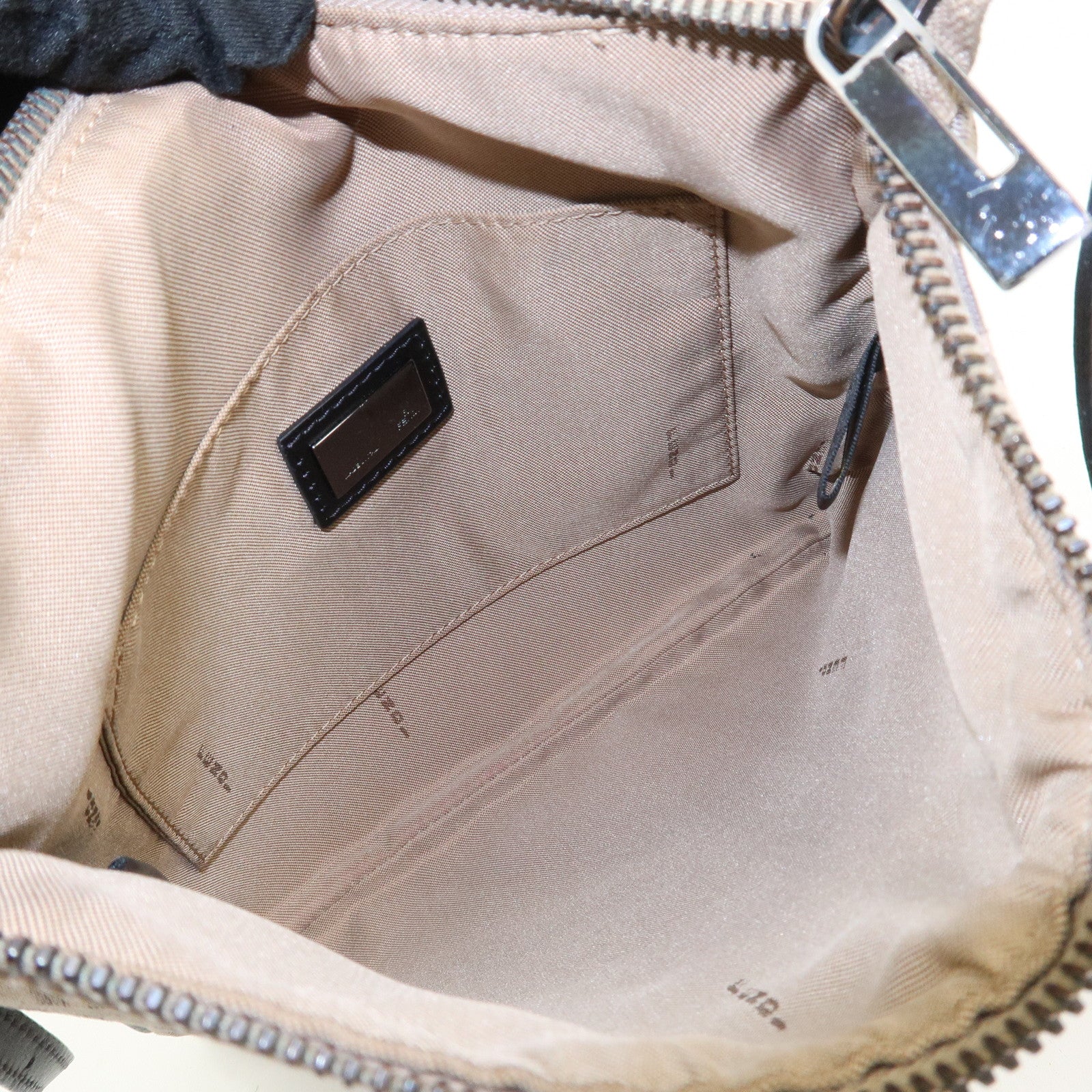 FENDI Zucchino Canvas Leather Shoulder Bag Crossbody Bag 8BT047