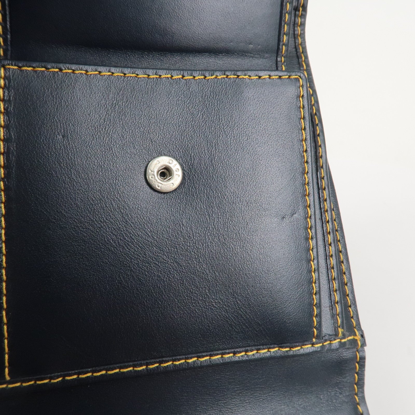 Christian Dior Trotter Canvas Leather Tri-fold Wallet Navy
