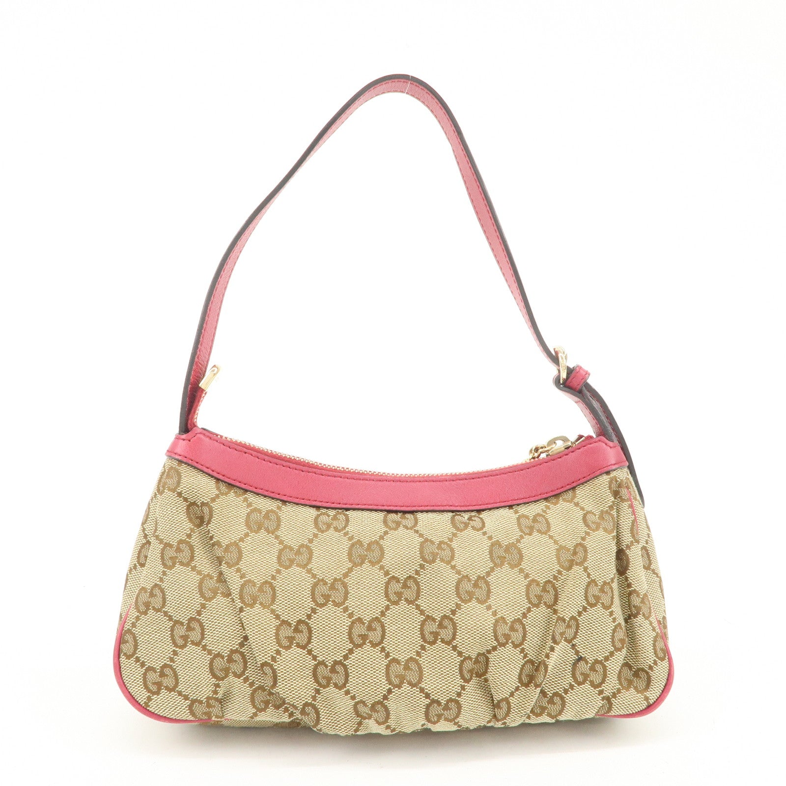 GUCCI Lovely Heart GG Canvas Leather Hand Bag Beige Red 245938 Used
