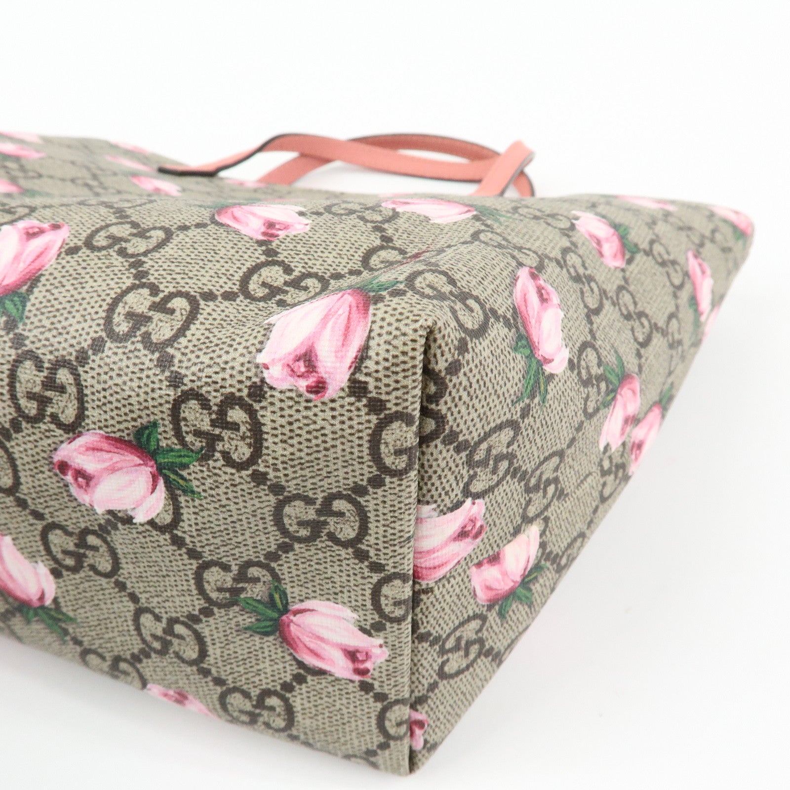 GUCCI Children's GG Supreme Leather Tote Bag Rose Beige Pink 410812