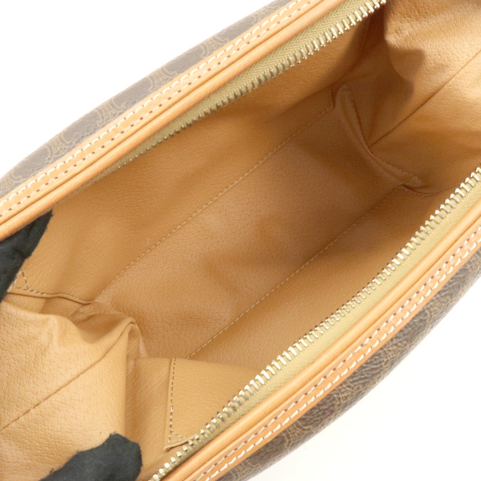 CELINE Macadam PVC Leather Pouch Cosmetic Pouch Brown