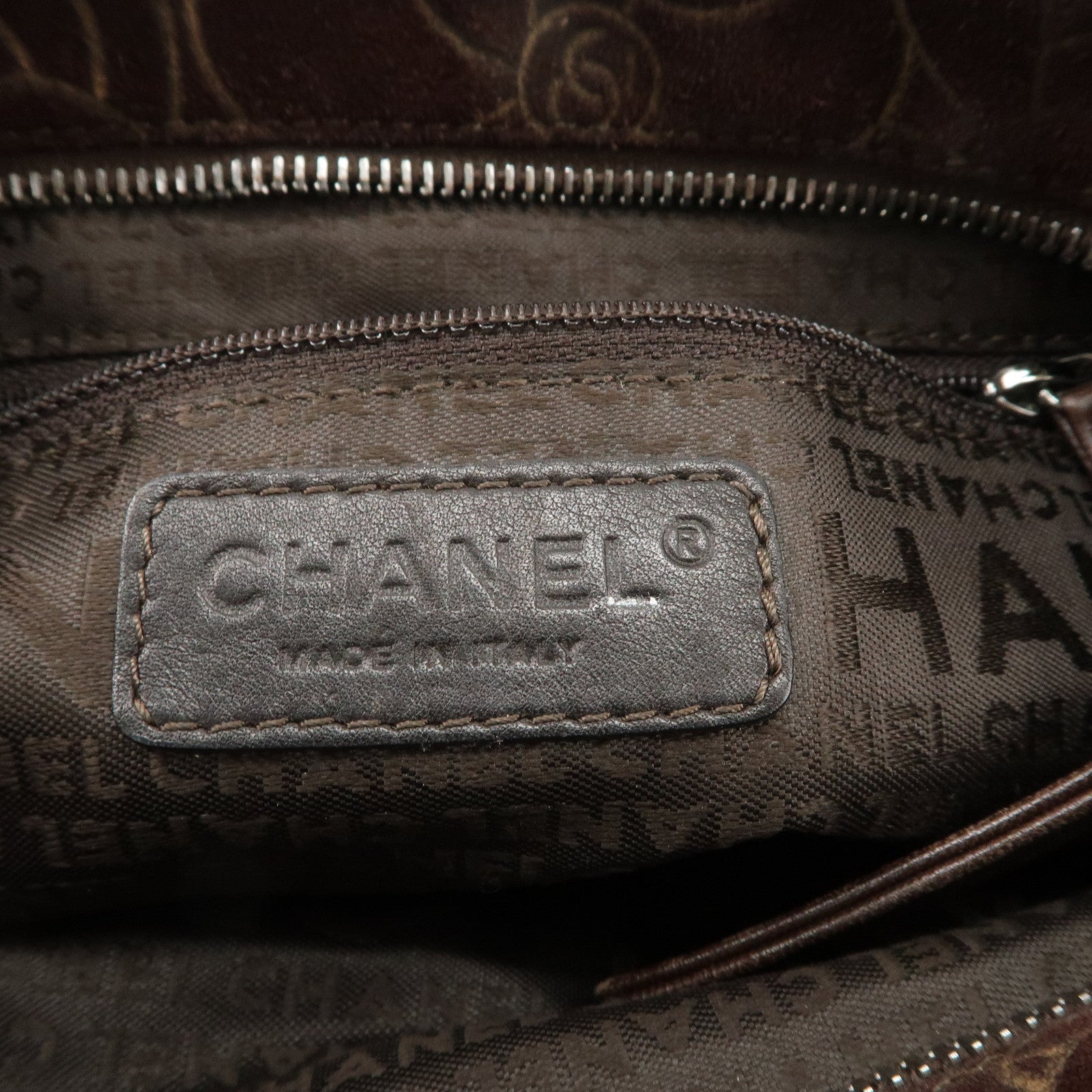 CHANEL Cameria Suede Shoulder Bag Brown Silver Hardware Used