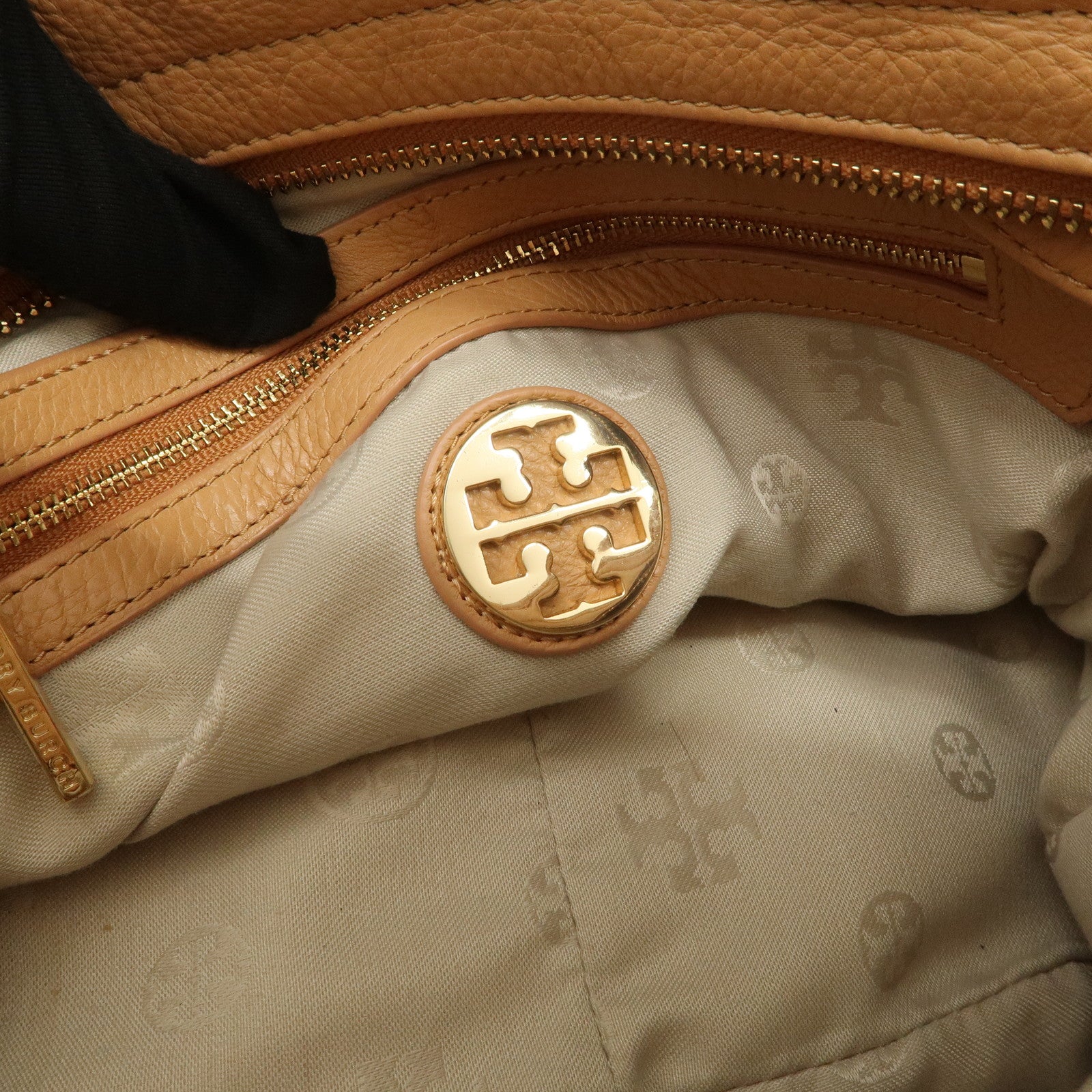 TORY BURCH Logo Leather 2Way Bag Shoulder Bag Hand Bag Brown