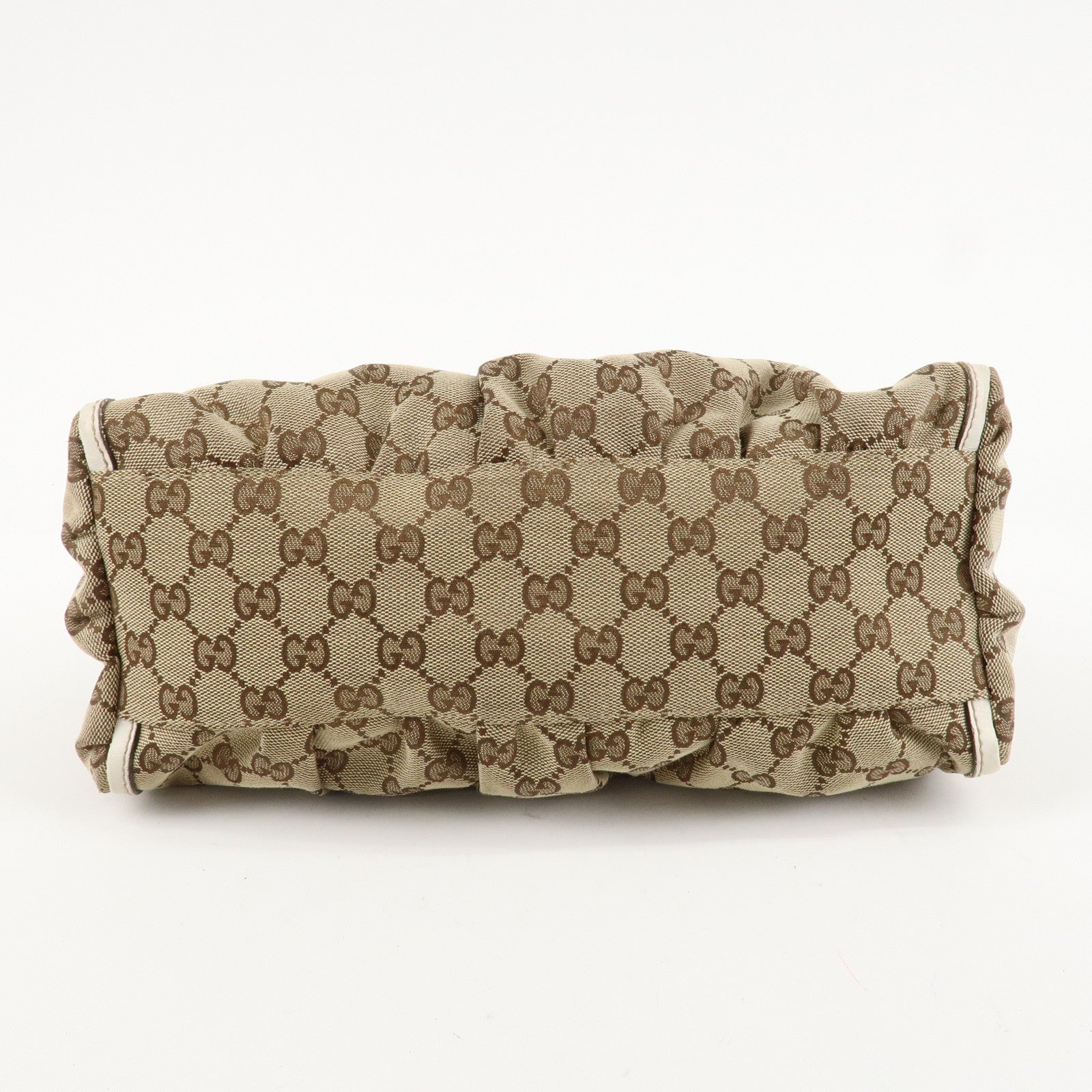 GUCCI Abbey GG Canvas Leather Shoulder Bag Beige 190525 Used