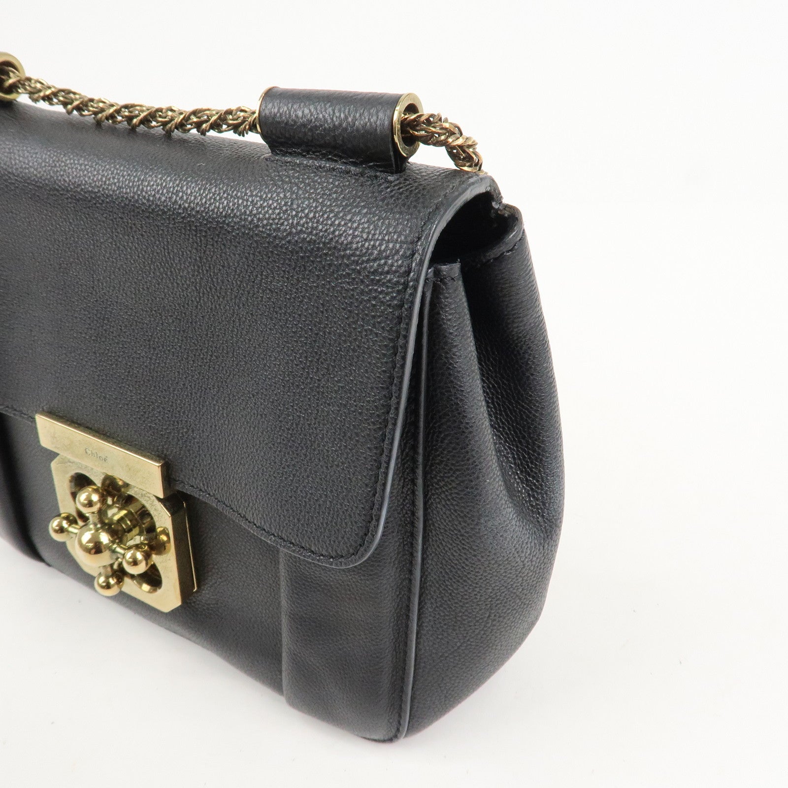 Chloe Elsie Leather Chain Shoulder Bag Hand Bag Black