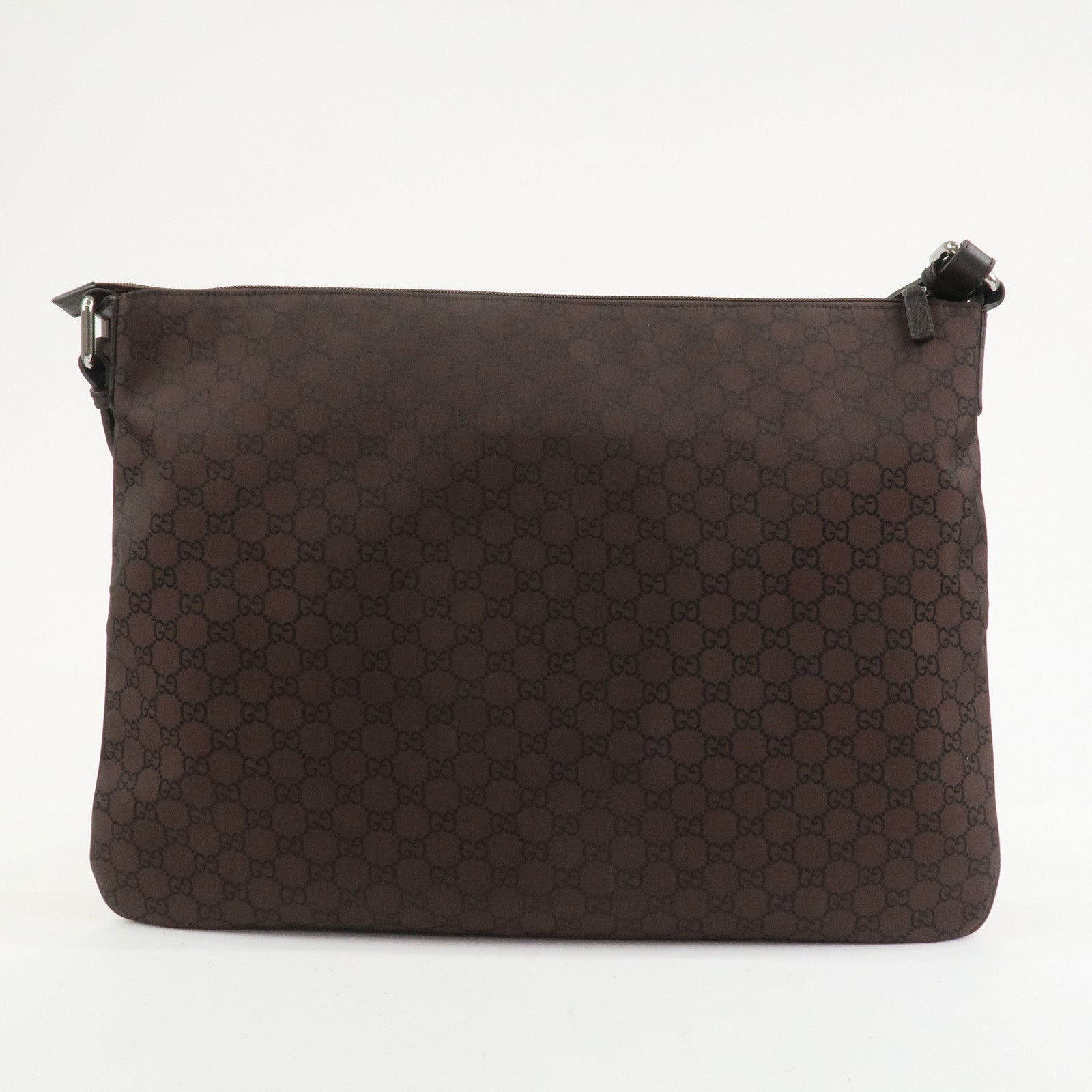 GUCCI GG Nylon Leather Shoulder Bag Crossbody Bag Dark Brown 190628