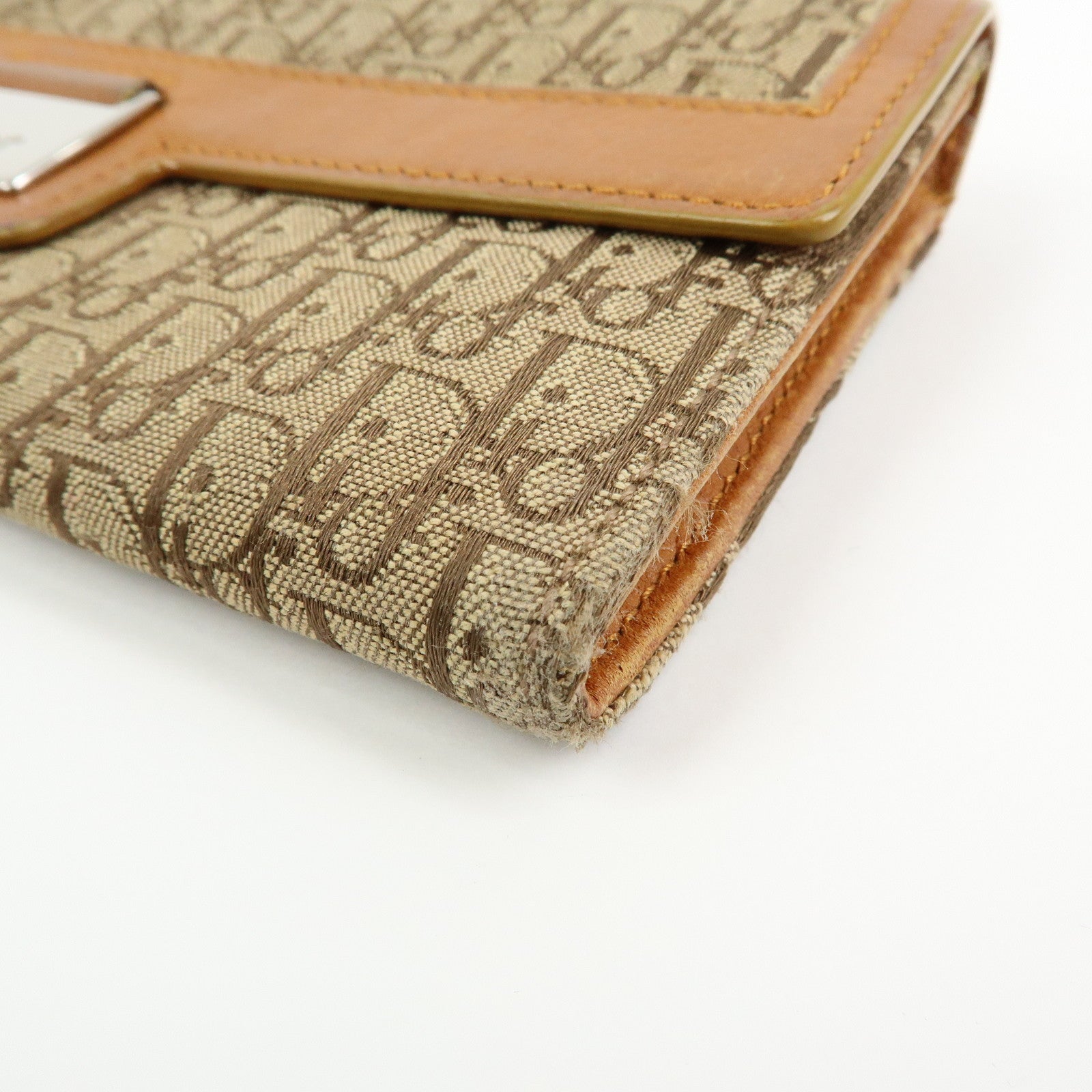 Christian Dior Trotter Street Chic Canvas Leather Long Wallet Brown