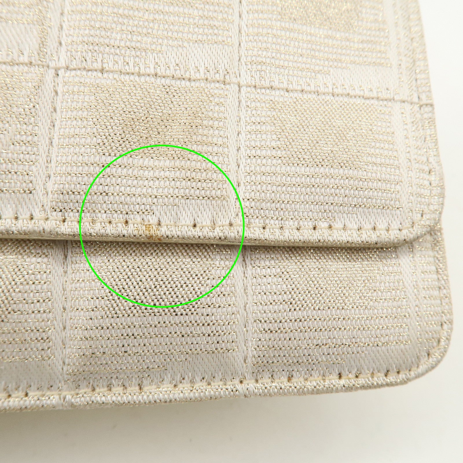 Chanel New Travel Line Nylon Jacquard Leather Chain Wallet Gold A15772 Used