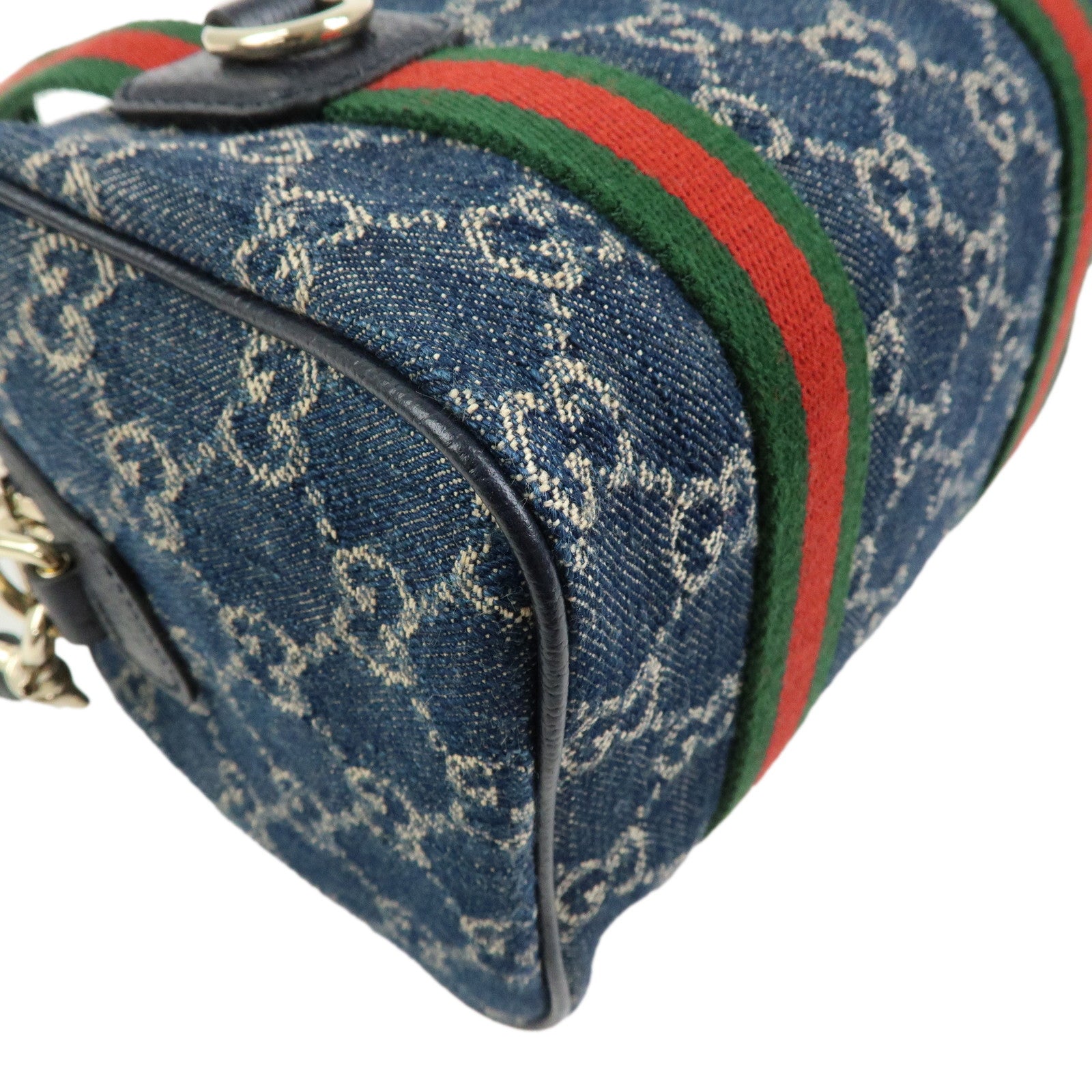 GUCCI Sherry Ophidia GG Denim Leather 2Way Hand Shoulder Bag 859975