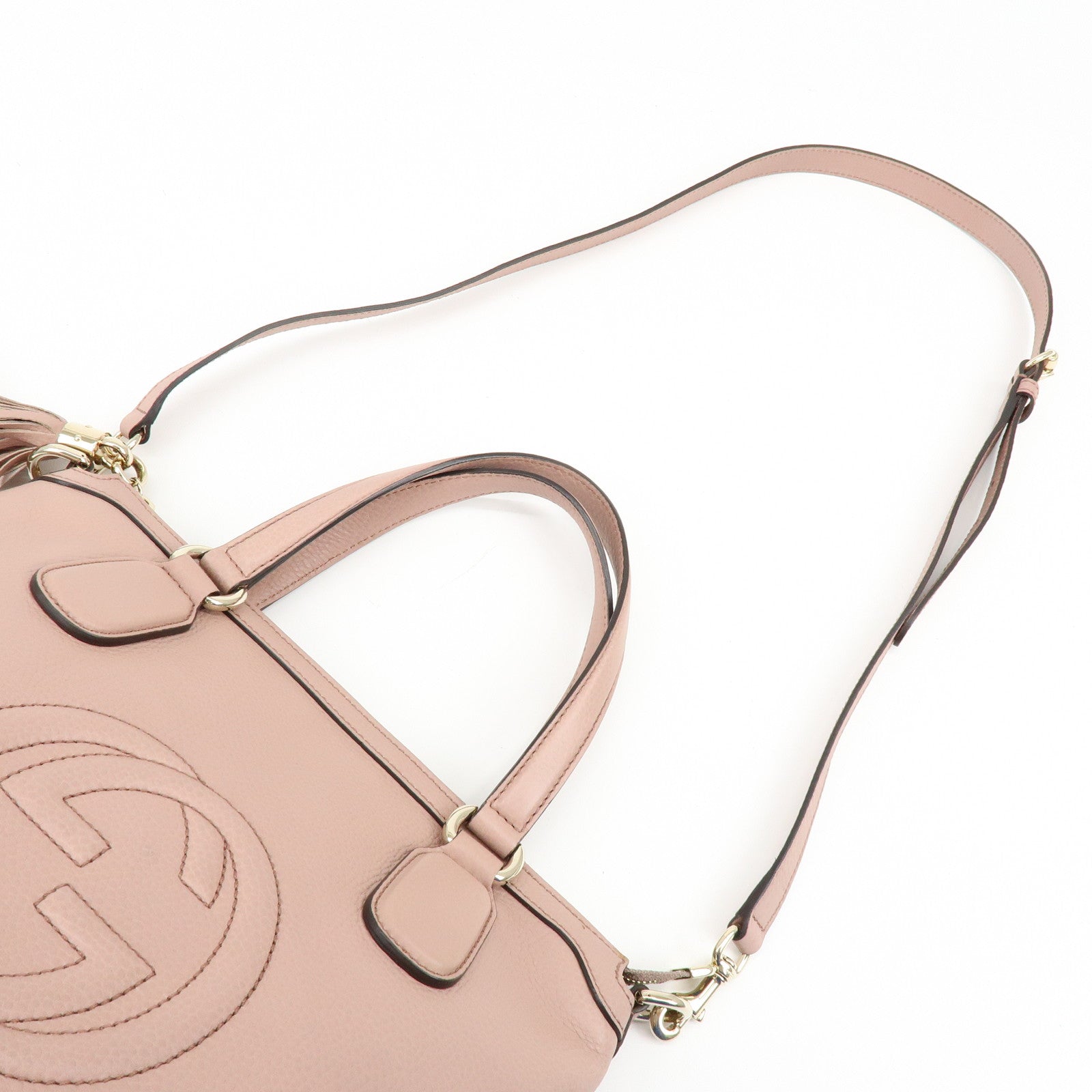 GUCCI SOHO Interlocking G Leather 2Way Hand Bag Pink 308362