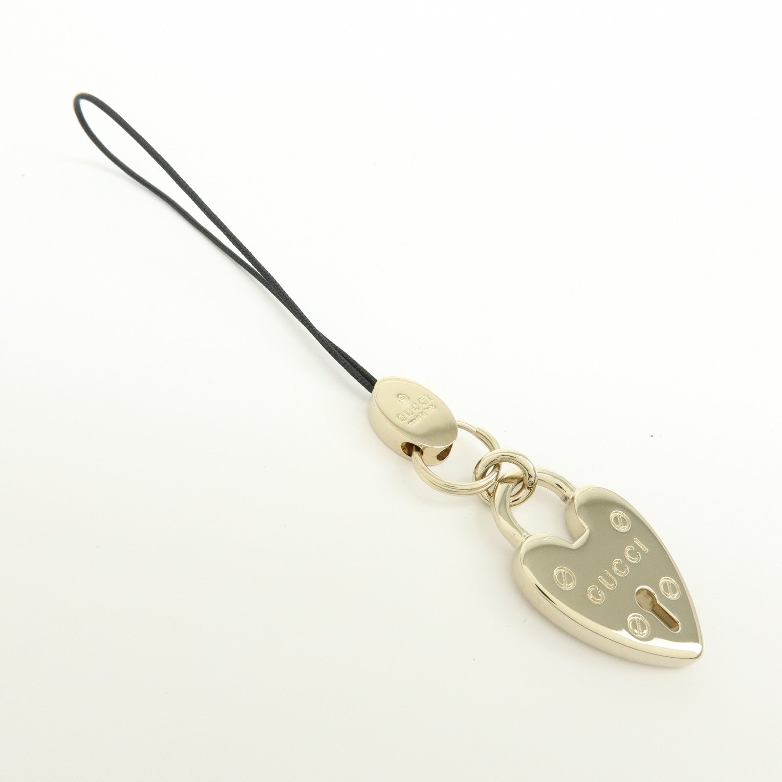 GUCCI Set of 2 Metal Bag Charm Key Chain Green Gold 138248