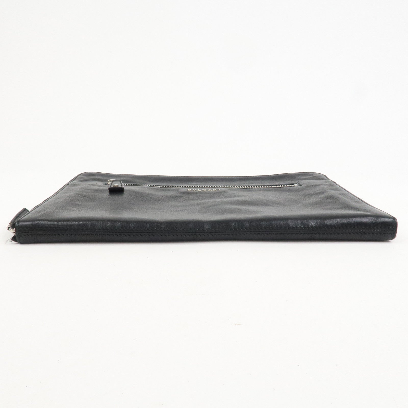 BVLGARI Logo Leather Clutch Bag Black