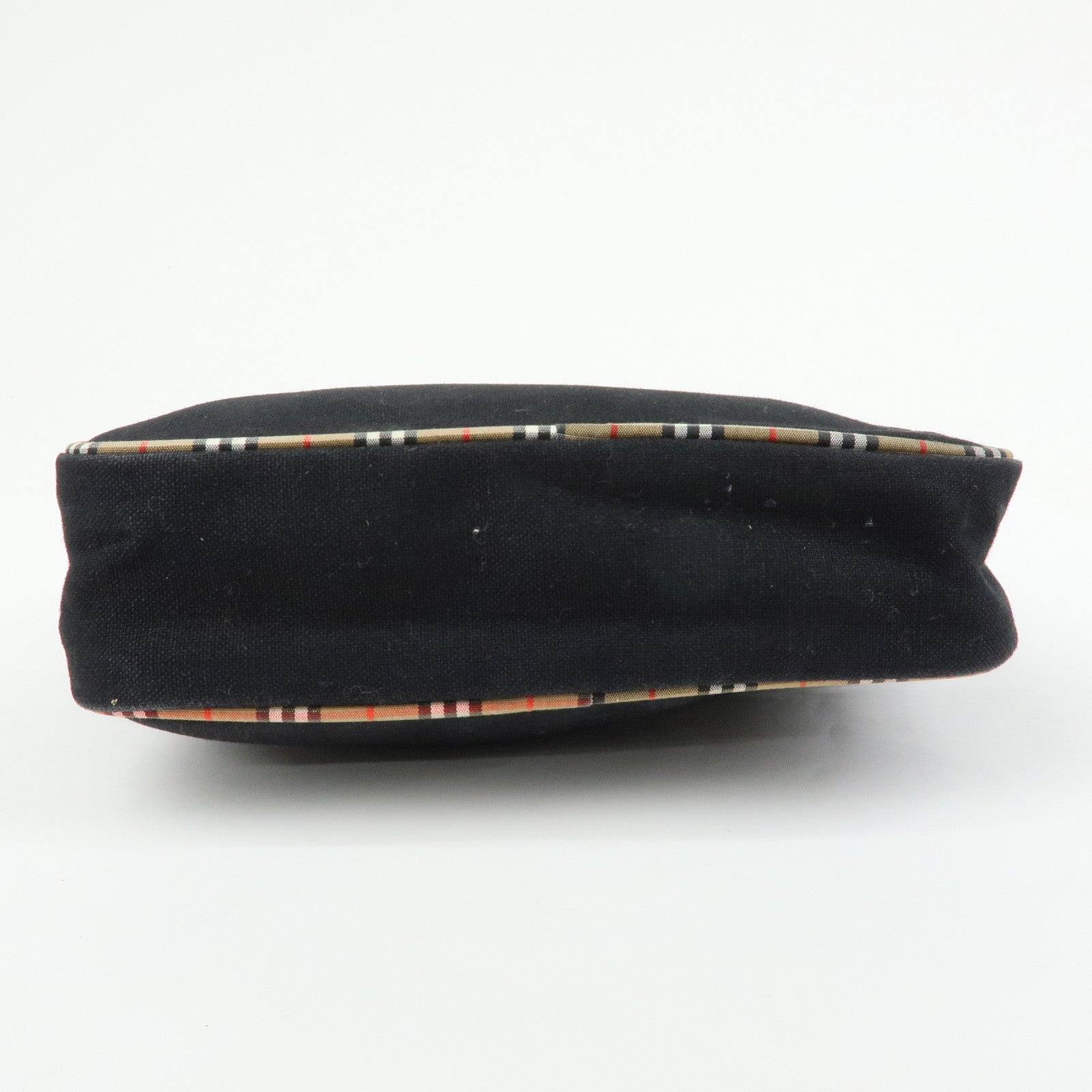 BURBERRY Canvas Nova Plaid Pouch Cosmetic Bag Makeup Bag Black