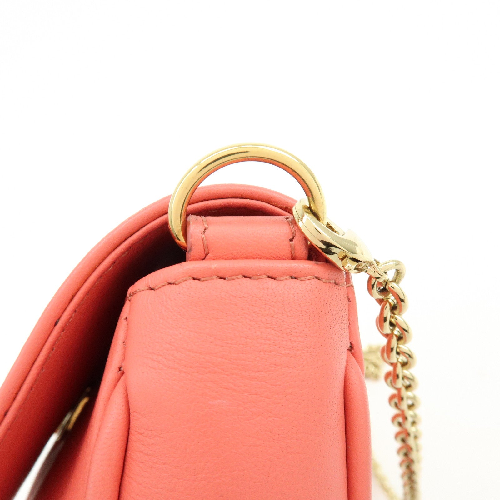 FENDI Leather Chain Shoulder Bag Purse Crossbody Bag Pink 8M0276