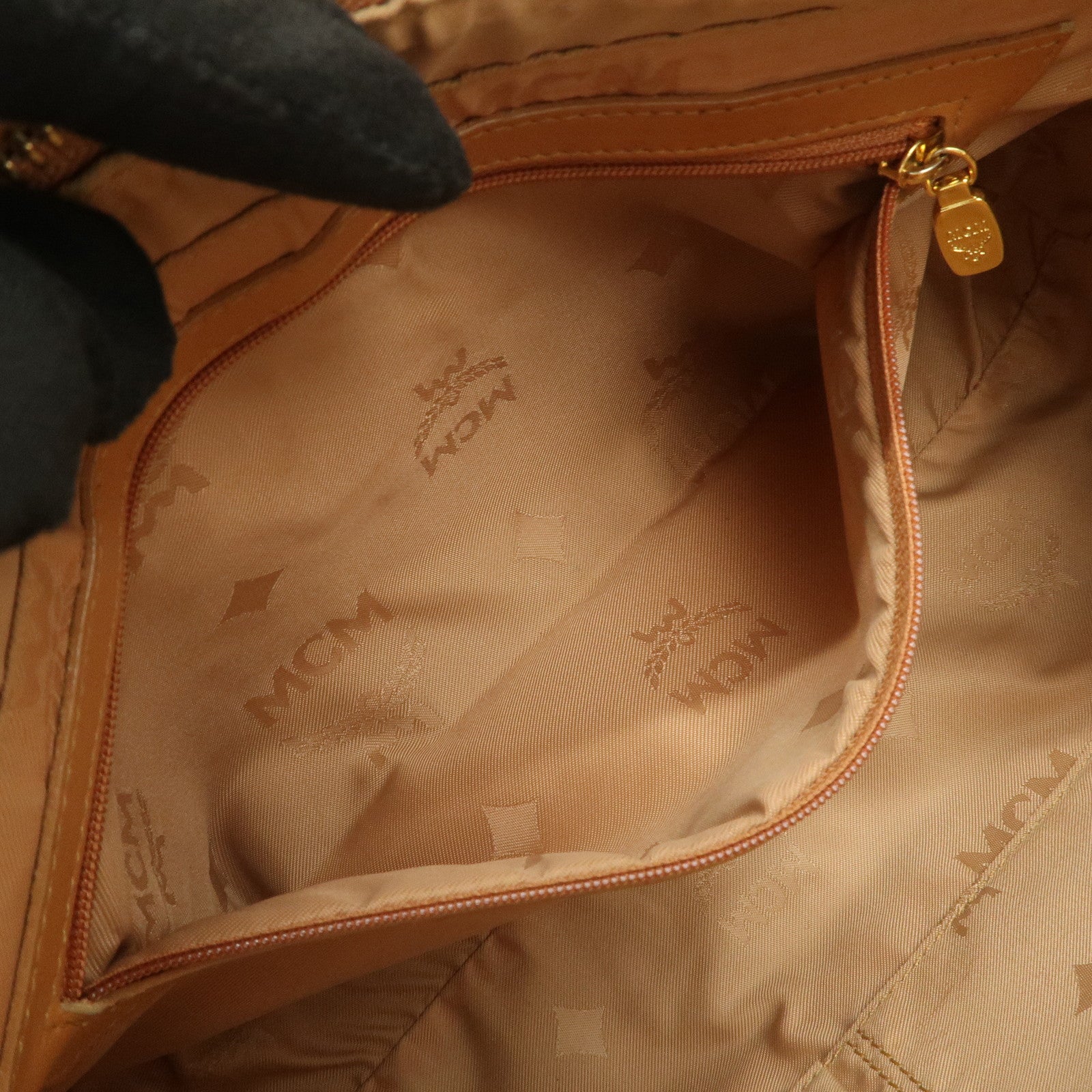 MCM Visetos Leather Hand Bag Shoulder Bag Brown Camel Brown