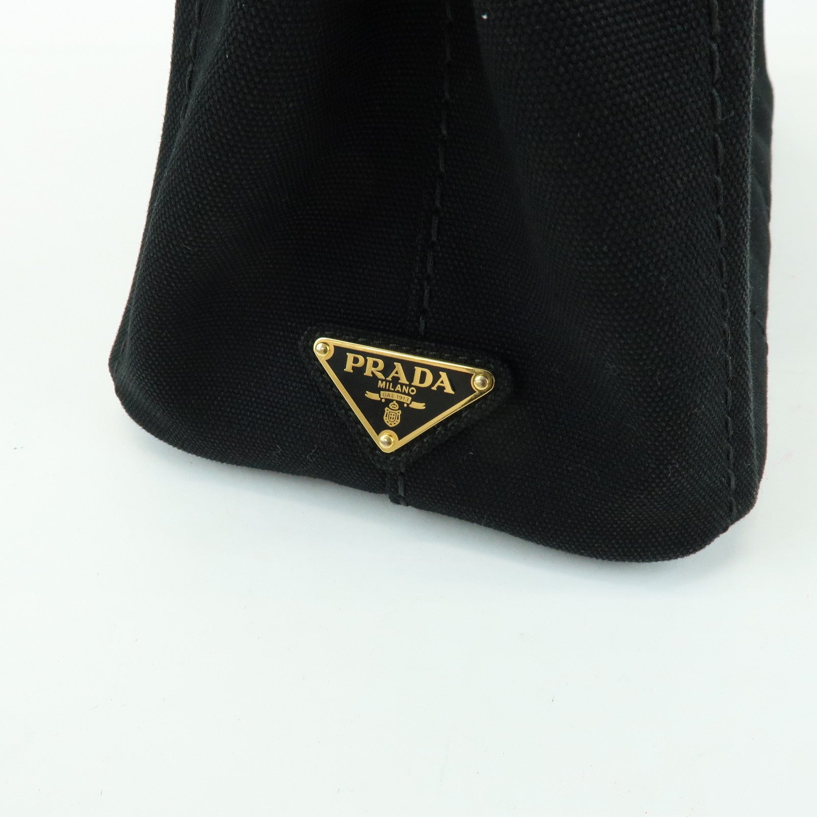 PRADA Triangle Logo Canapa Mini Canvas 2Way Hand Bag Black 1BG439
