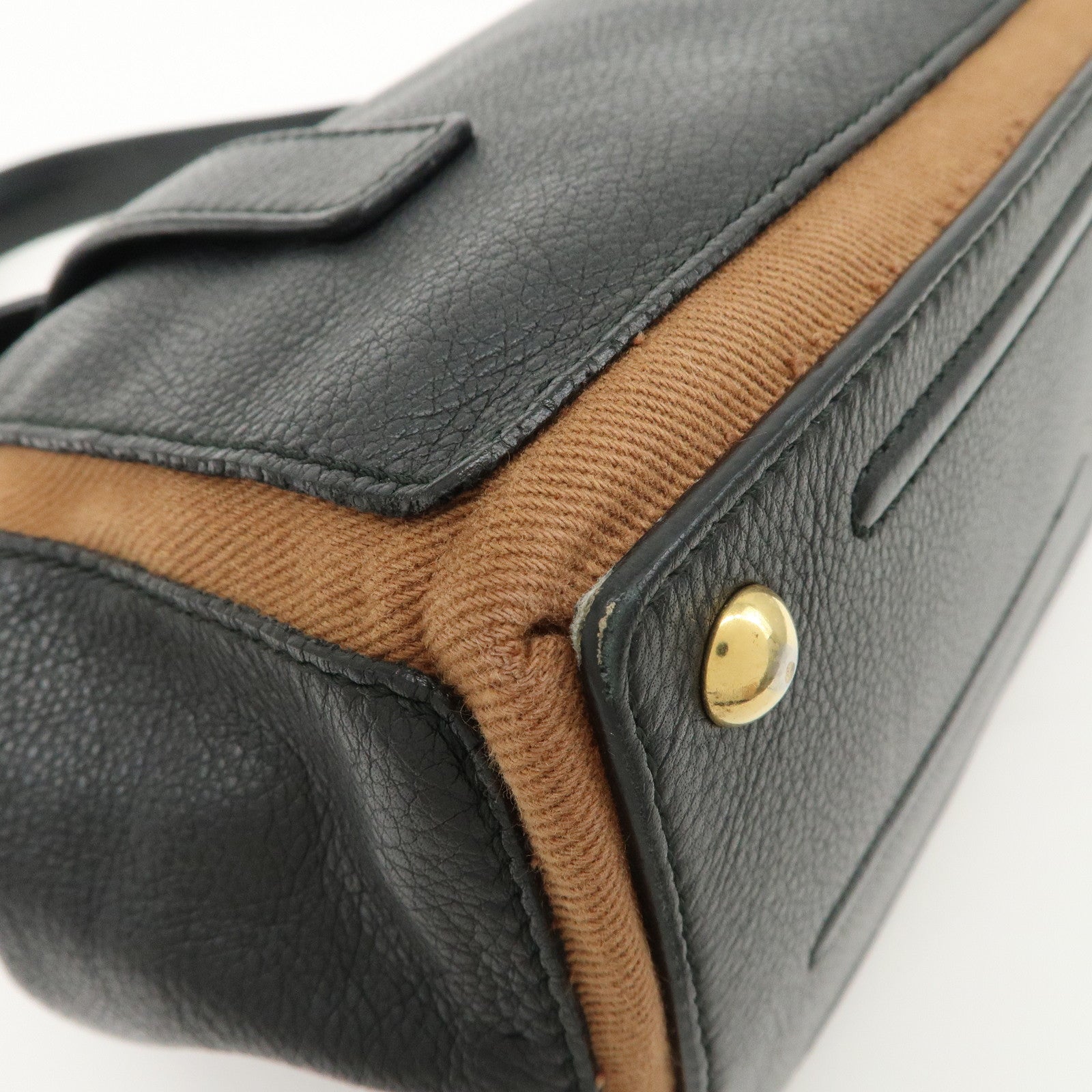 SAINT LAURENT Leather Shoulder Bag Black Brown Gold HDW 229680