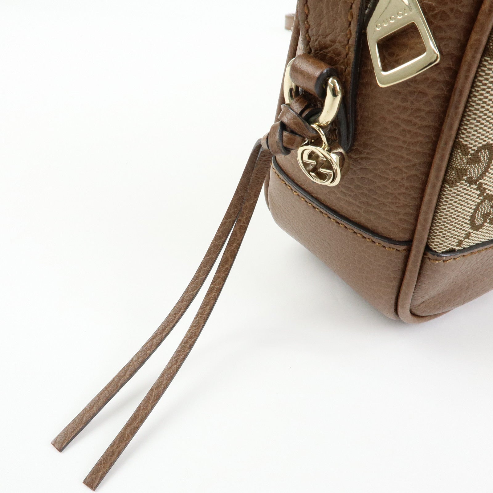 GUCCI Interlocking G Canvas Leather Shoulder Crossbody Bag 449413