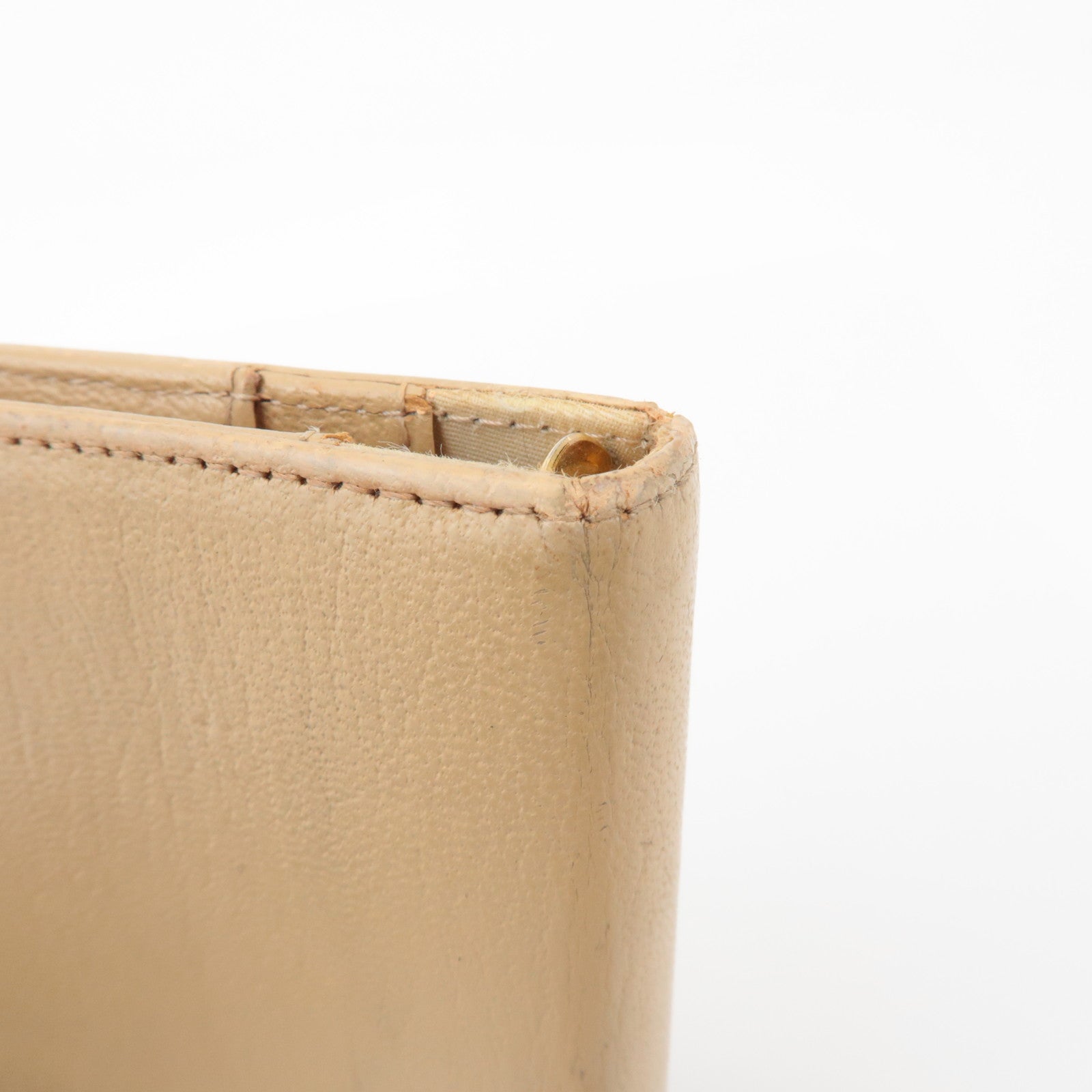 CHANEL COCO Mark Calf Leather Agenda Cover Planner Cover Beige