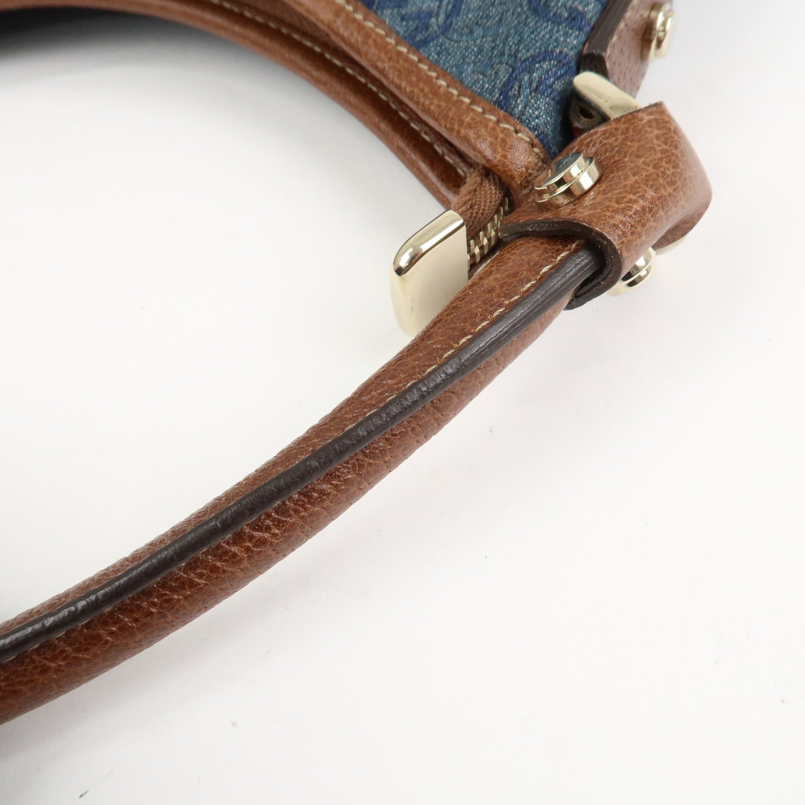 GUCCI Interlocking G Abbey GG Denim Shoulder Bag Brown Denim 130738