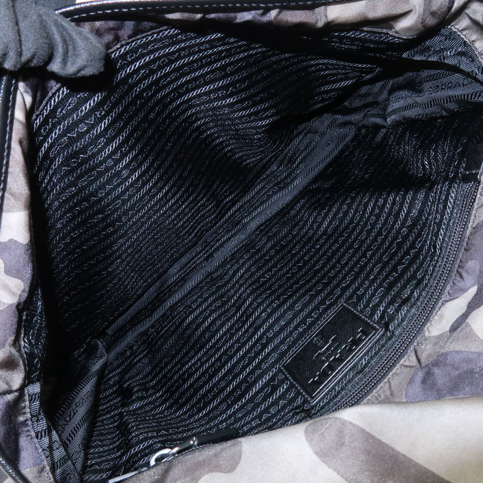 PRADA Triangle Logo Nylon Saffiano Leather Camouflage Shoulder Bag