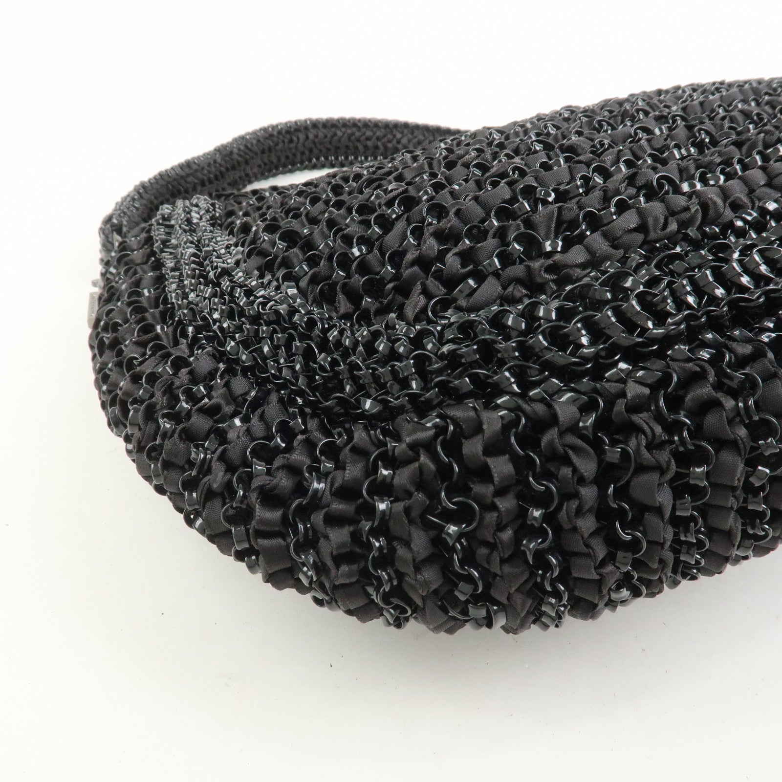 ANTEPRIMA Wire Bag PVC Satin Ribbon Shoulder Bag Hand Bag Black