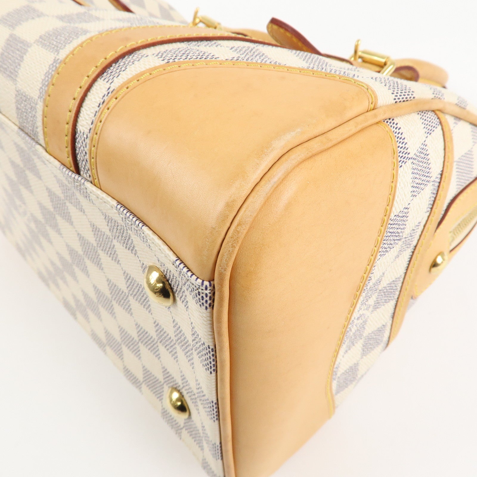 Louis Vuitton Damier Azur Leather Canvas Berkeley Hand Bag N52001 Used