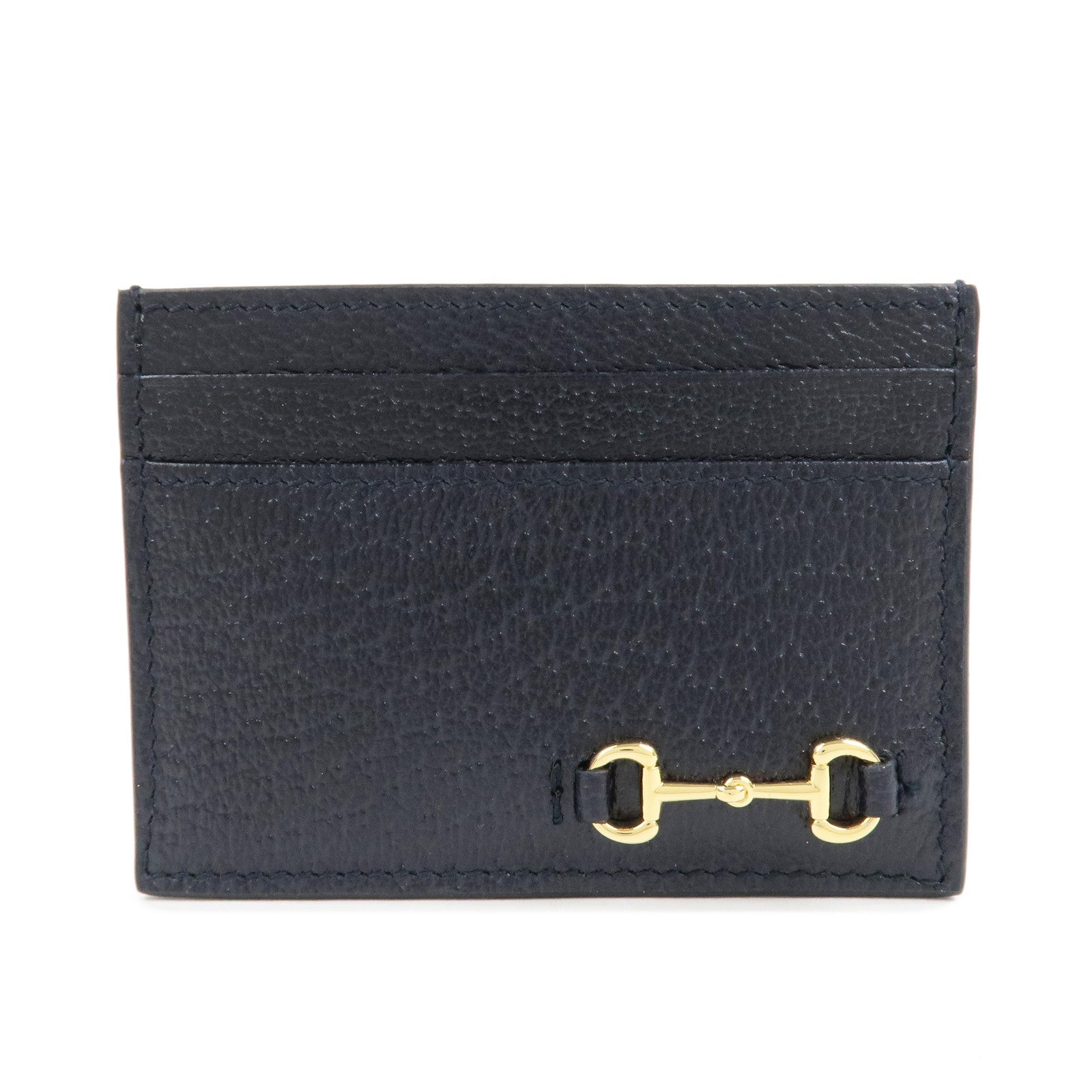 GUCCI Horsebit Leather Card Case Card Holder Cards Navy 700469