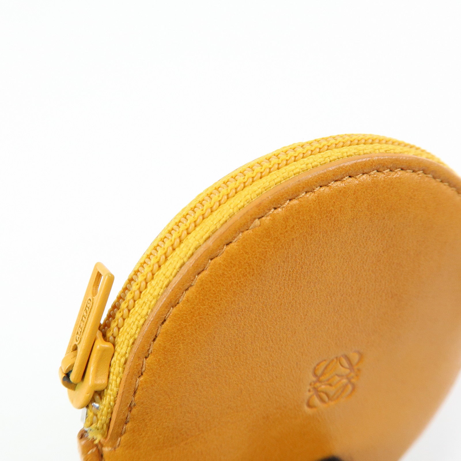 LOEWE Anagram Set of 2 Leather Suede Coin Case Brown Orange