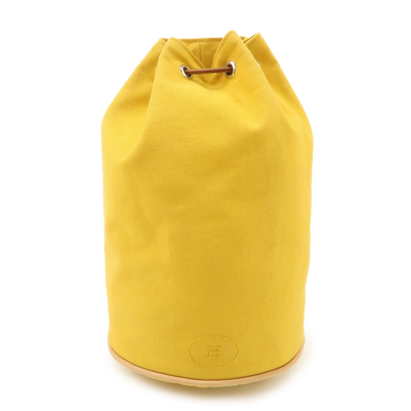 HERMES Porochon Mimil Canvas Leather PM Shoulder Bag Yellow Used