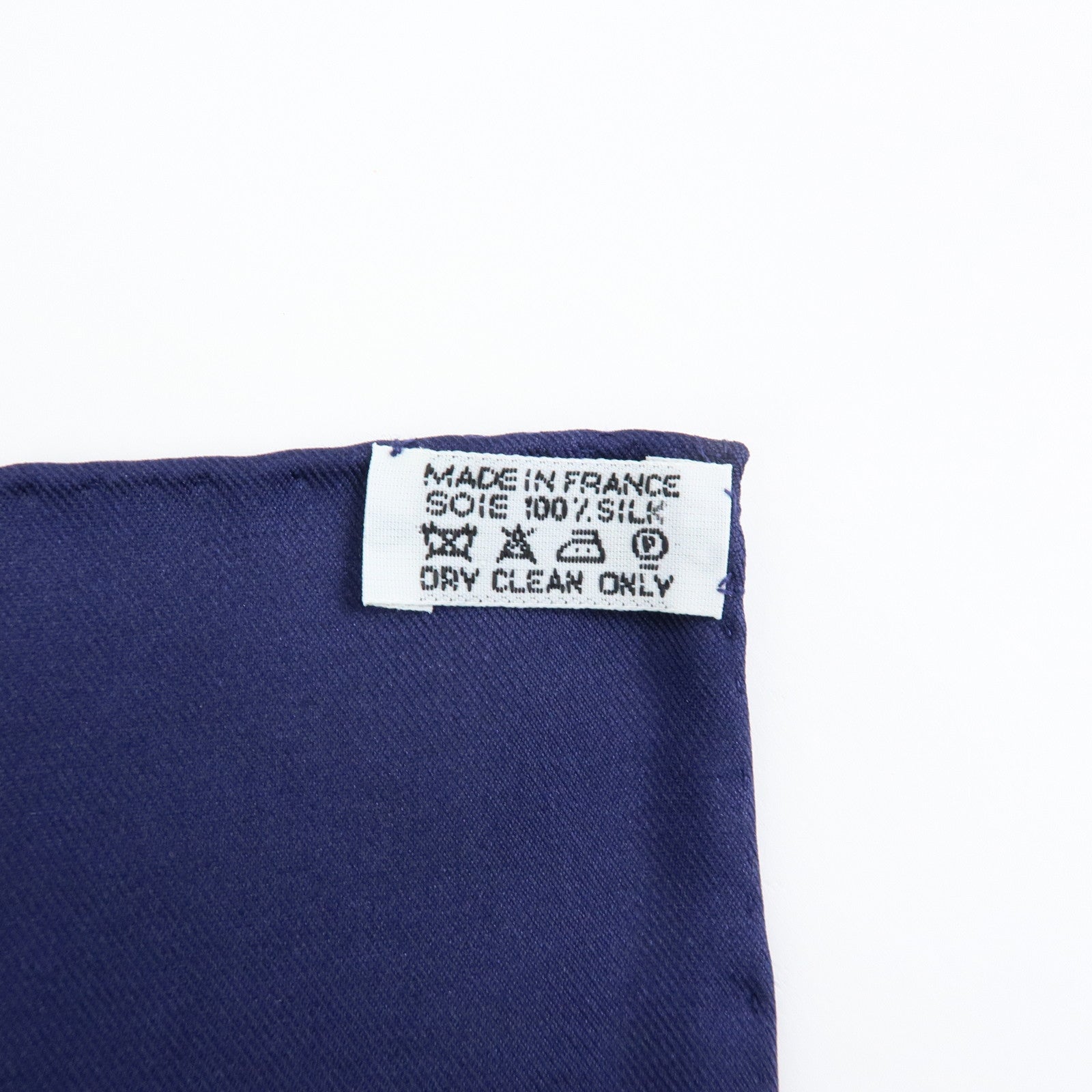 HERMES Carre 70 Silk 100% Scarf Tattersalles Navy Beige