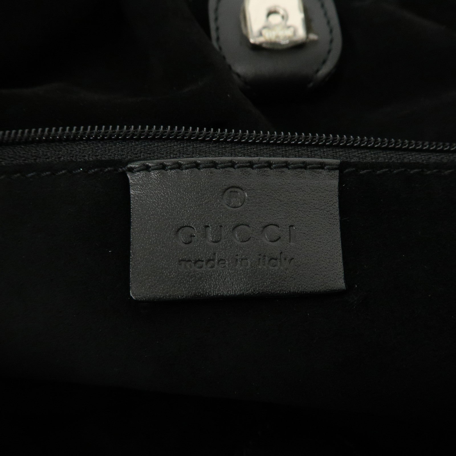 GUCCI Logo Suede Leather Shoulder Bag Hand Bag Black 001・4332