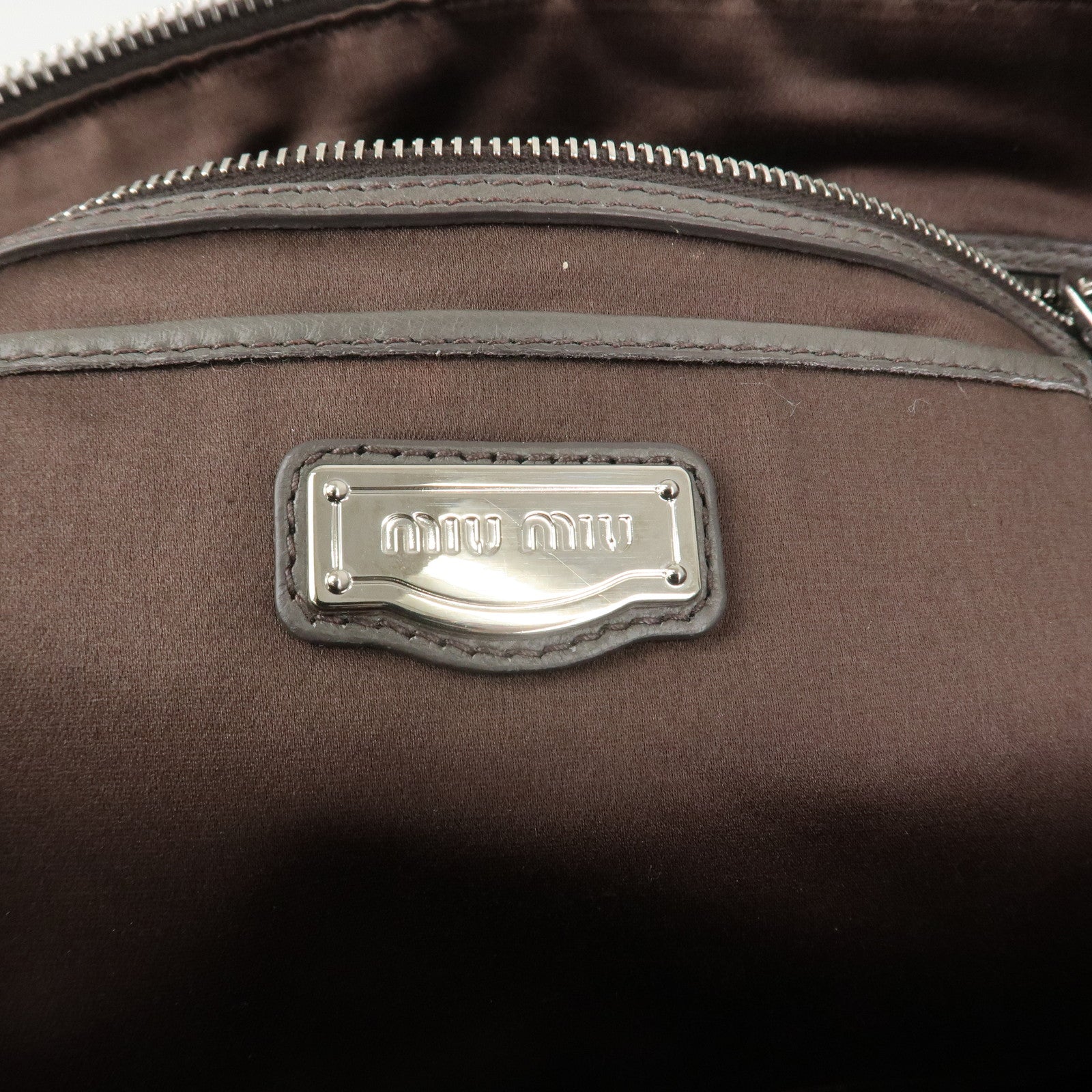 MIUMIU Logo Matelasse Nappa Leather Chain Shoulder Bag Gray