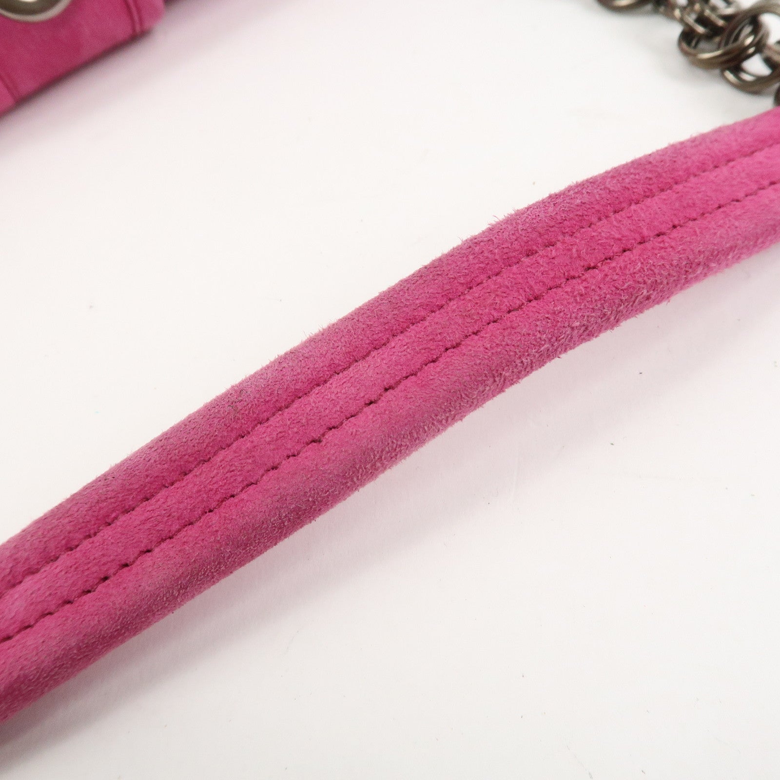 PRADA Triangle Logo Suede Shoulder Bag Hand Bag Pink BR2635