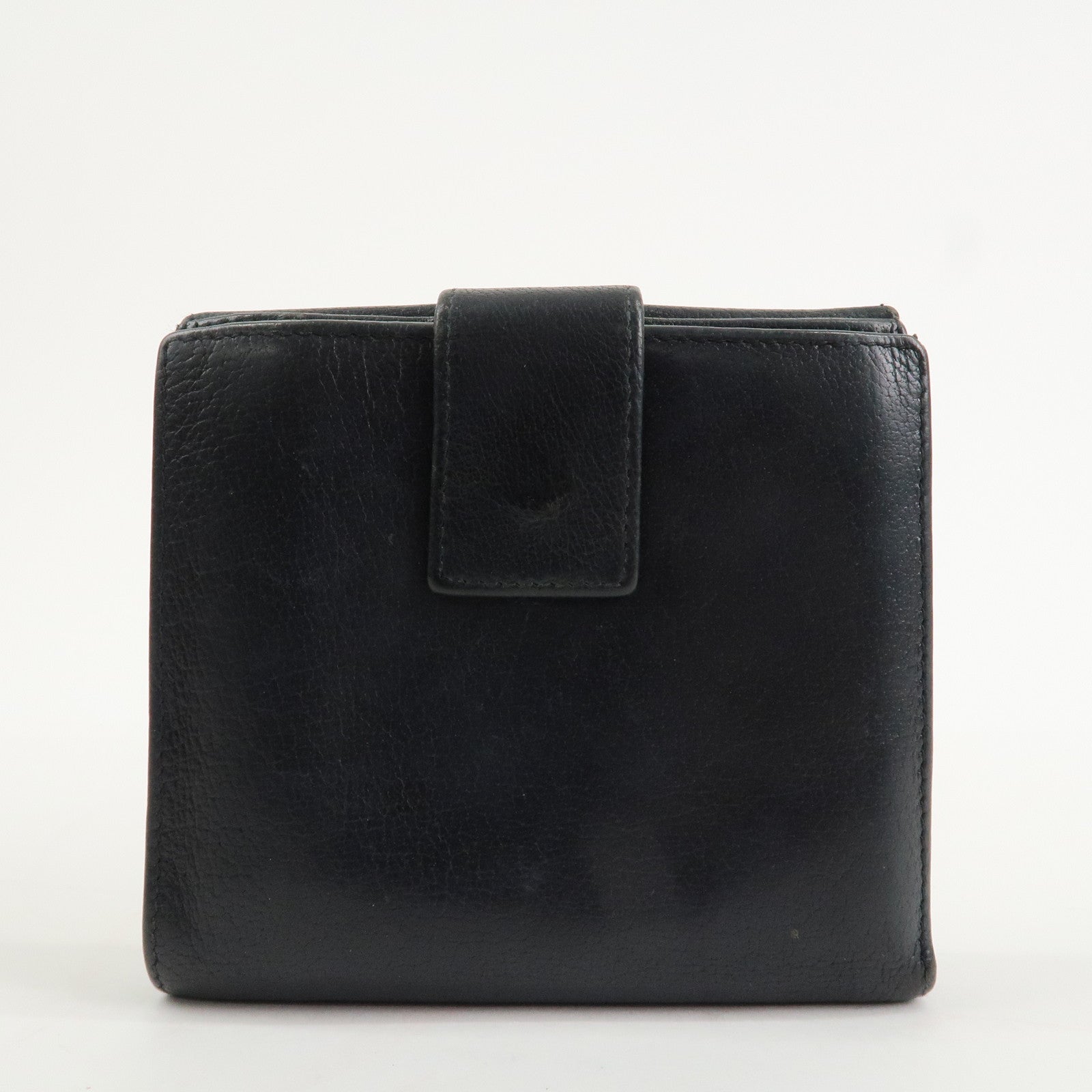 SAINT LAURENT Studs Leather Bi-fold Compact Wallet Black Used