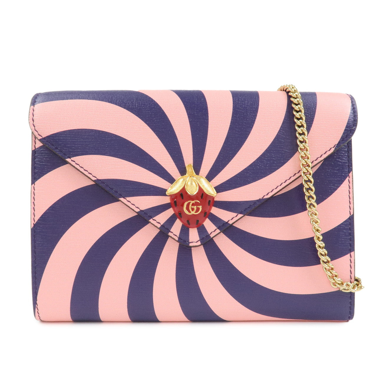 GUCCI GG Marmont Leather Chain Shoulder Bag Purple Pink 726249