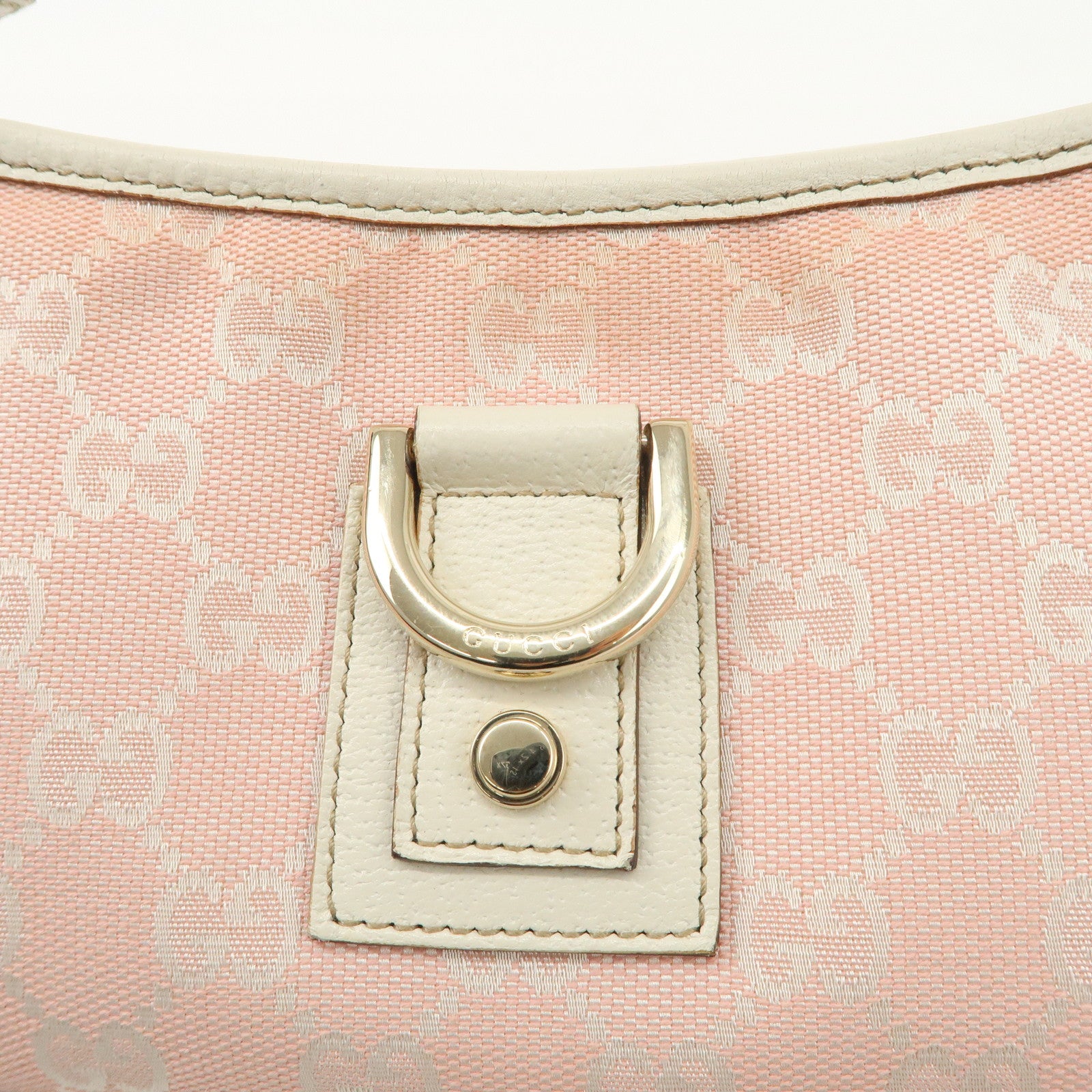 GUCCI Abbey GG Canvas Leather One Shoulder Bag Pink White 130939 Used