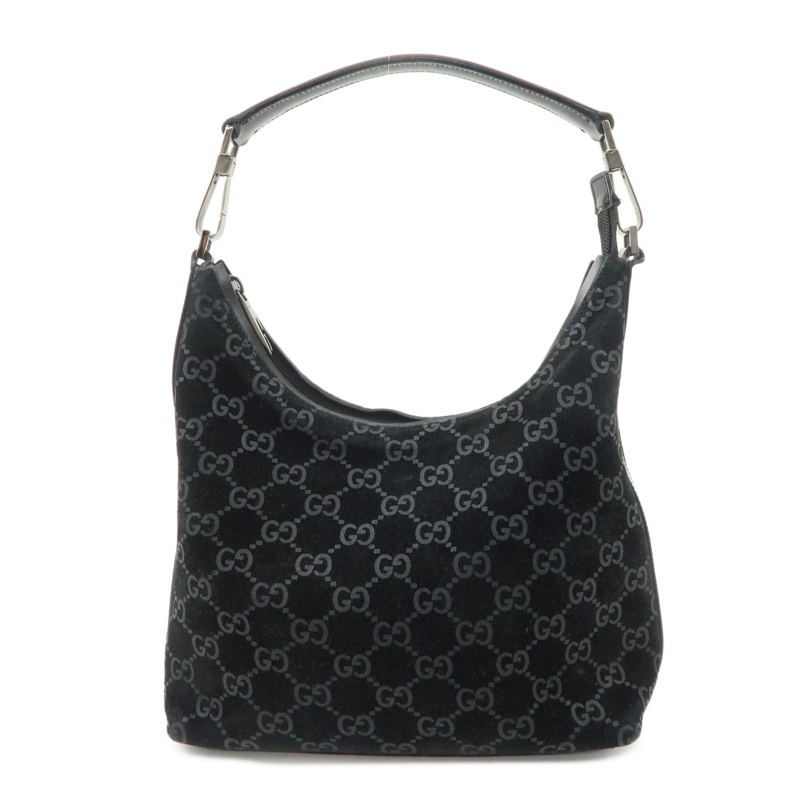 GUCCI GG Suede Leather Shoulder Bag Hand Bag Black 002.0602 Used