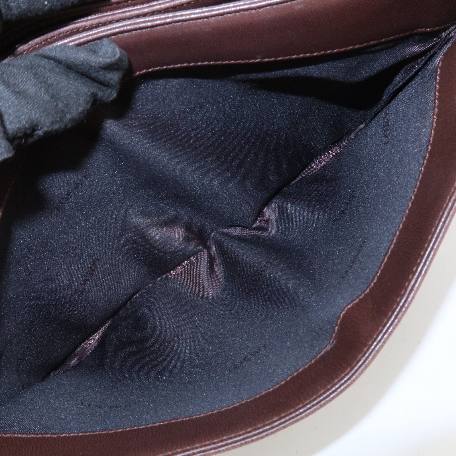 LOEWE Anagram Lamb Skin Shoulder Bag Hand Bag Brown