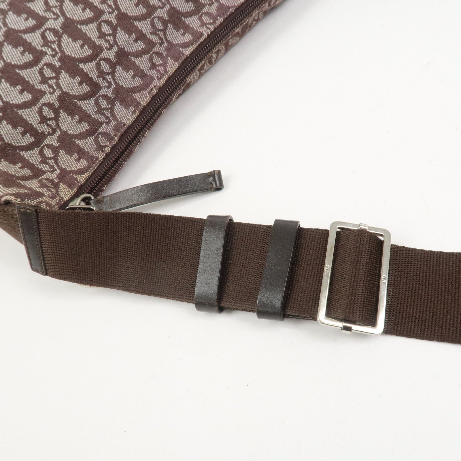 Christian Dior Trotter Jacguard Canvas Shoulder Crossbody Bag Brown