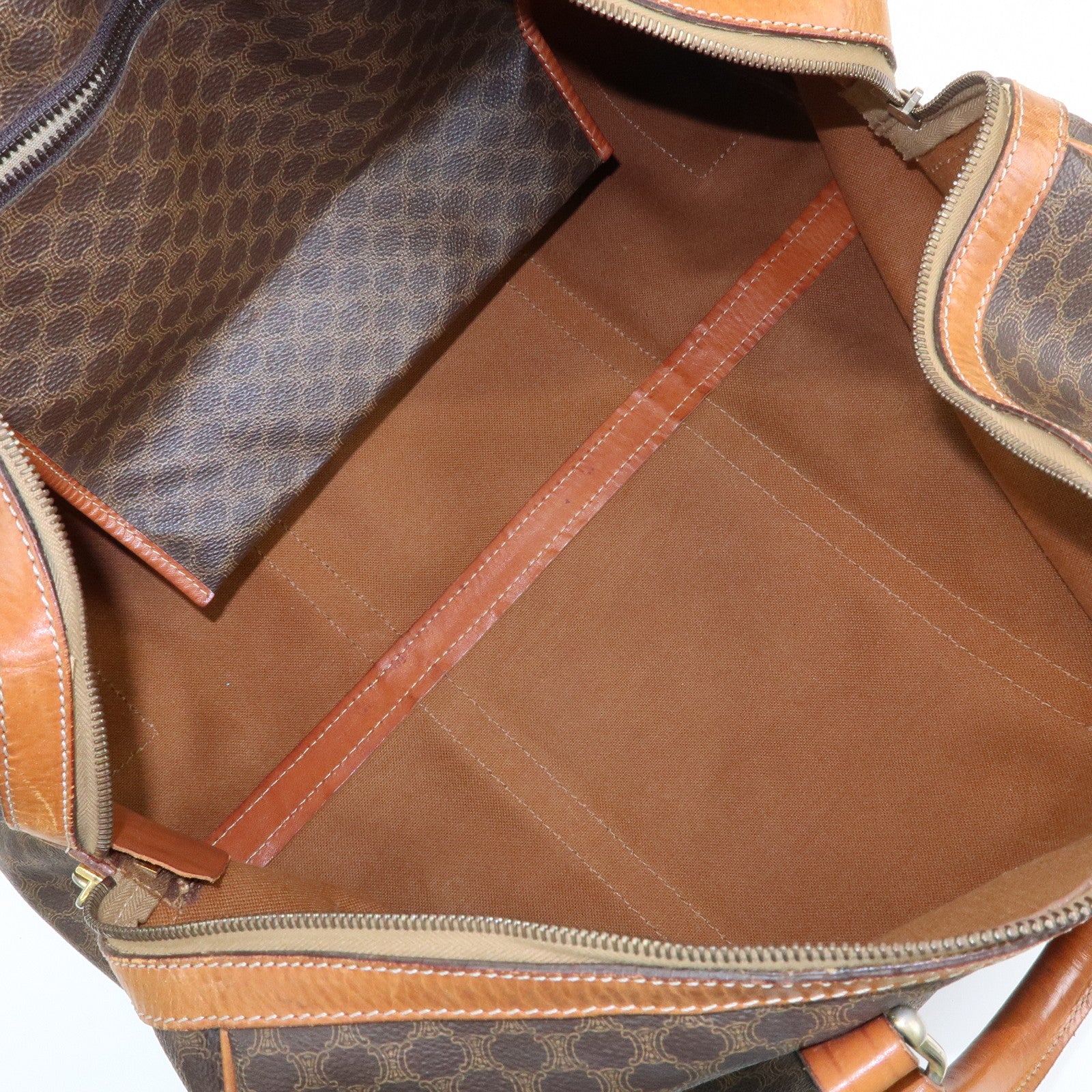 CELINE Macadam PVC Leather Boston Bag Hand Bag Brown