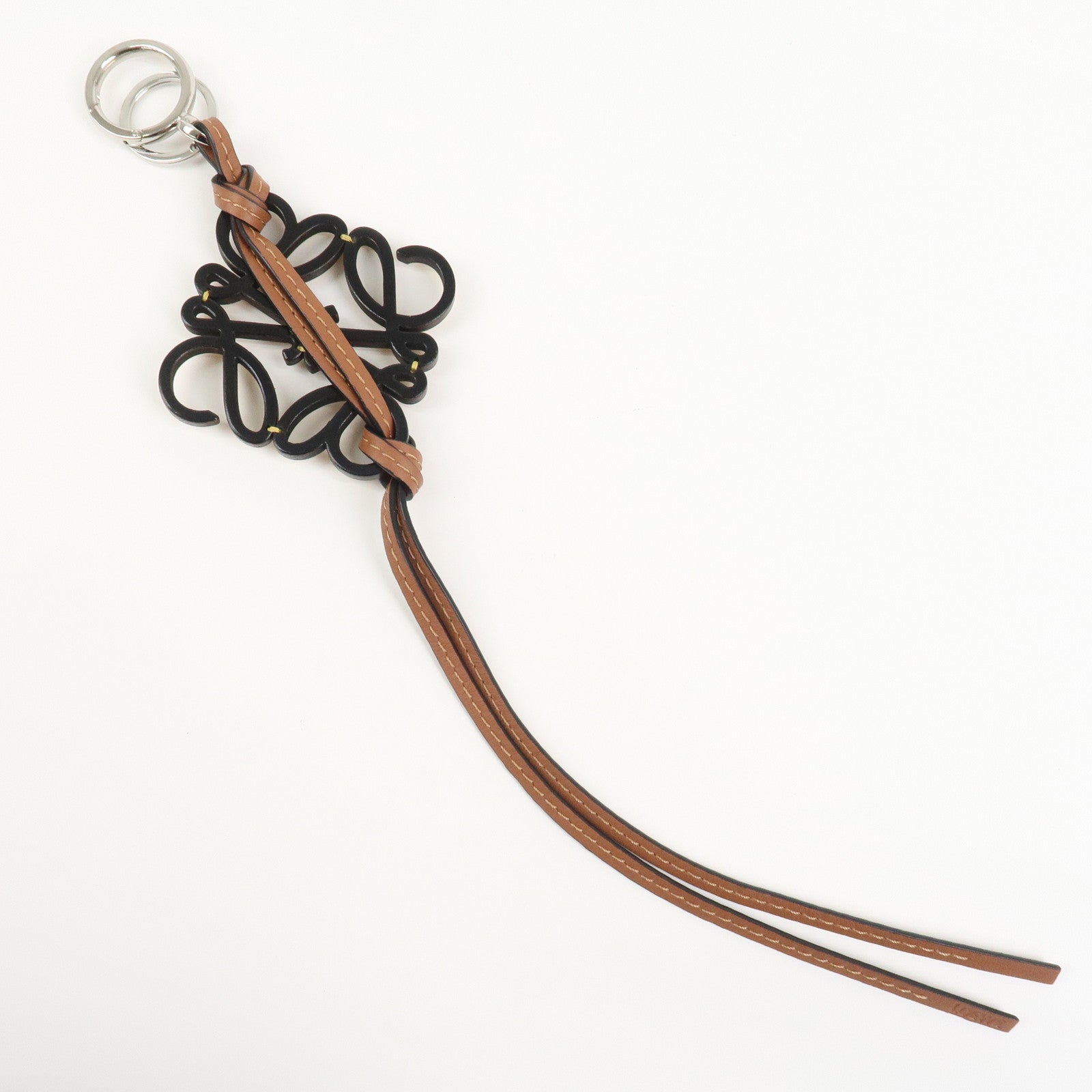 LOEW Anagram Leather Bag Charm Key Chain Yellow Black Brown