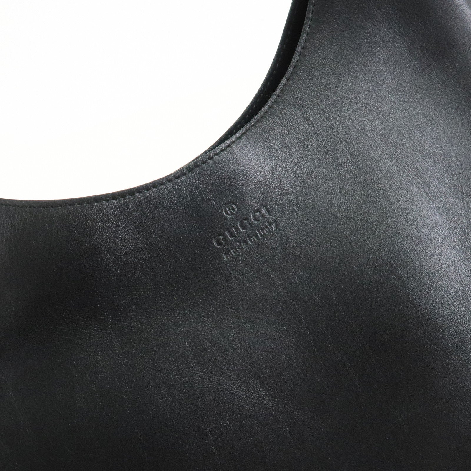 GUCCI Logo Leather Shoulder Bag Hand Bag Black 001繝サ3767