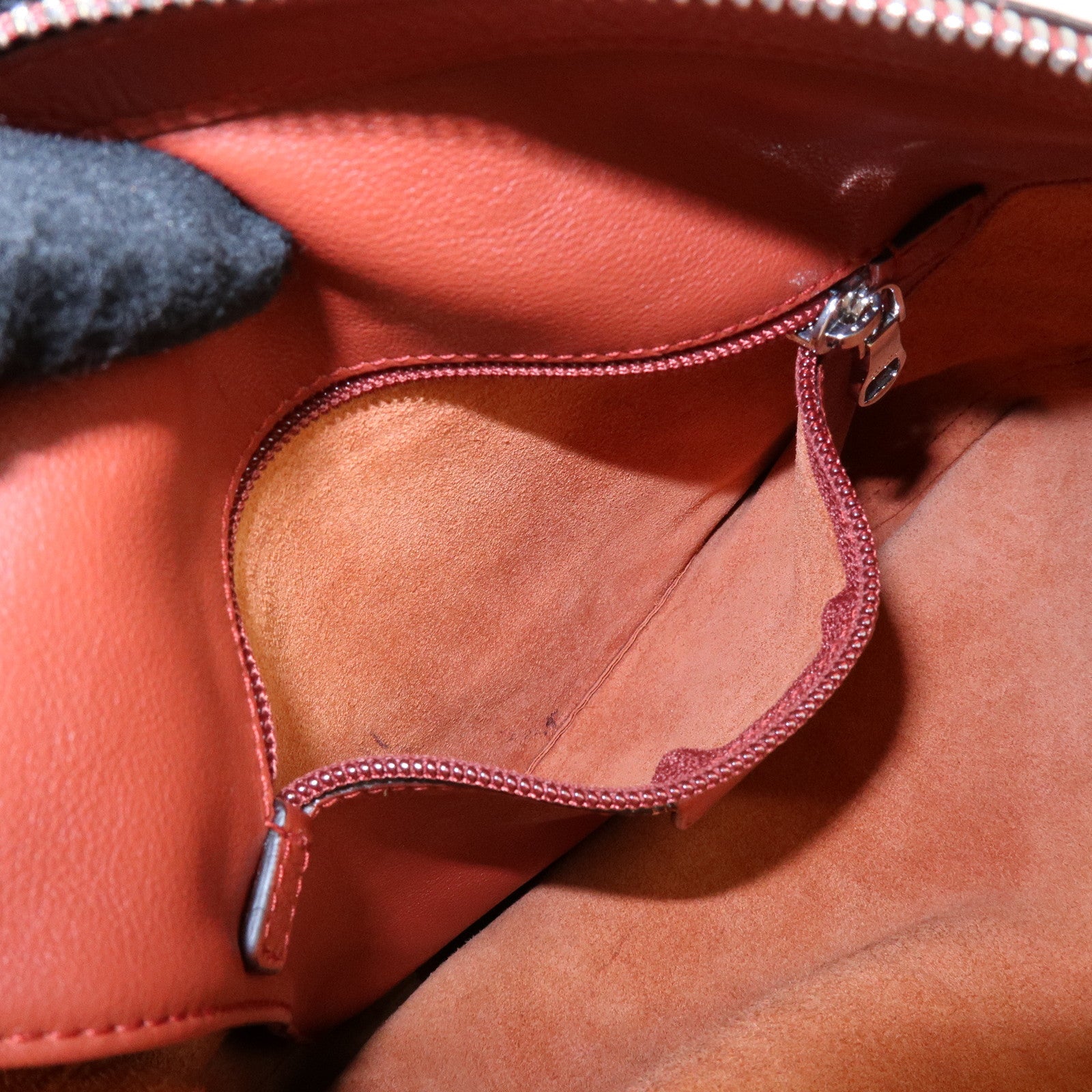 LOEWE Anagram Calf Leather Shoulder Bag Red Brown