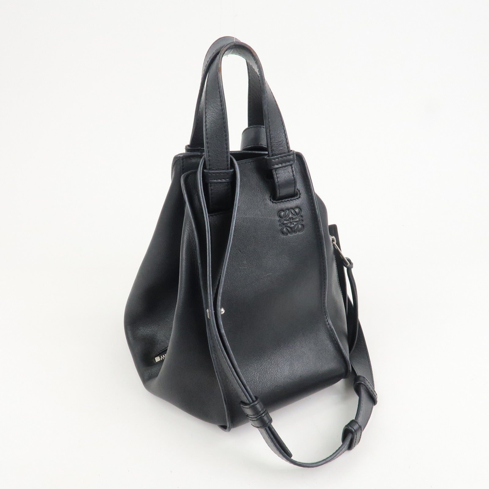 LOEWE Anagram Leather Hammock Small Shoulder Bag Black