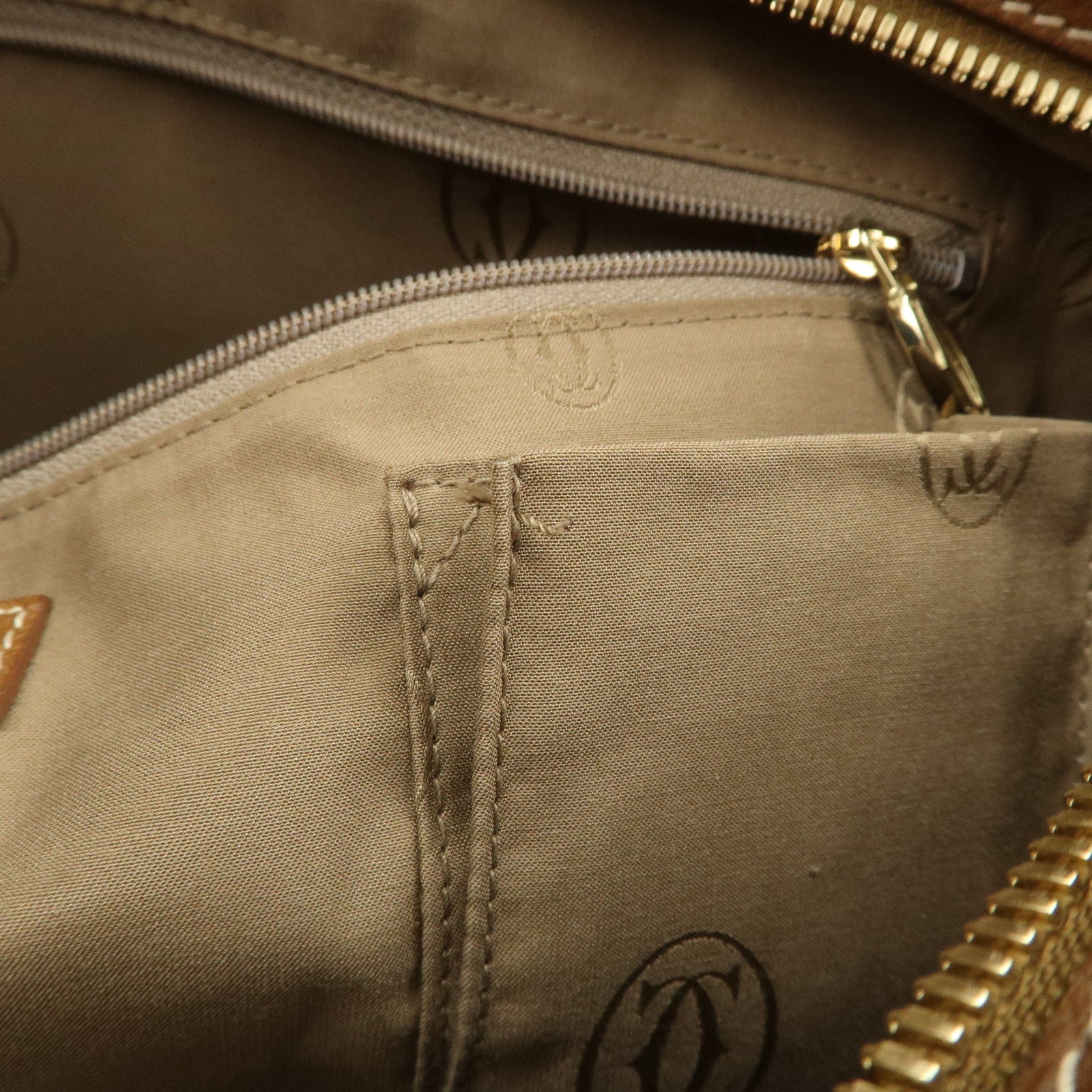 Cartier Must Line Marcello Leather Hand Bag Tote Bag Brown