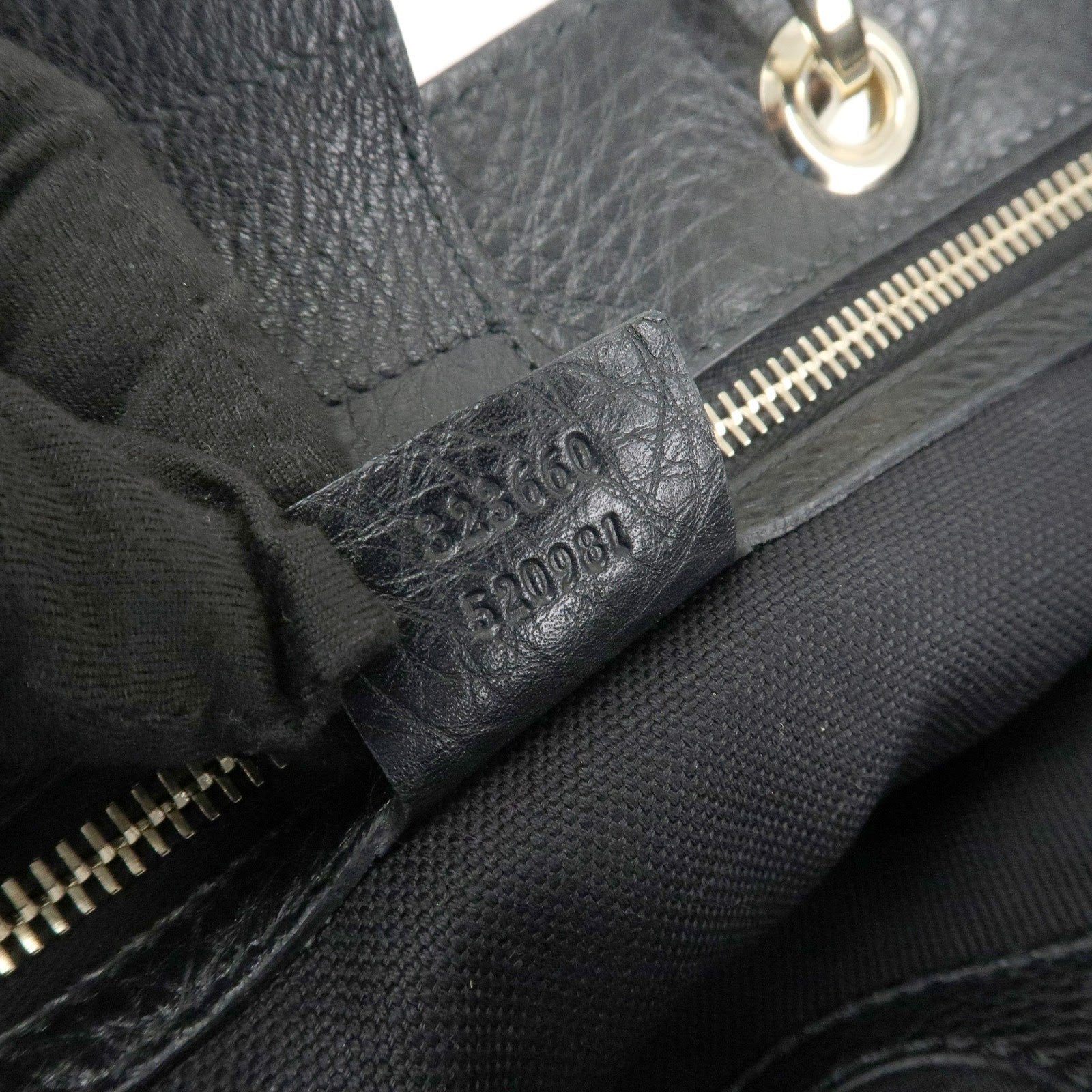 GUCCI Bamboo Leather 2WAY Shopper Medium Tote Bag Black 323660