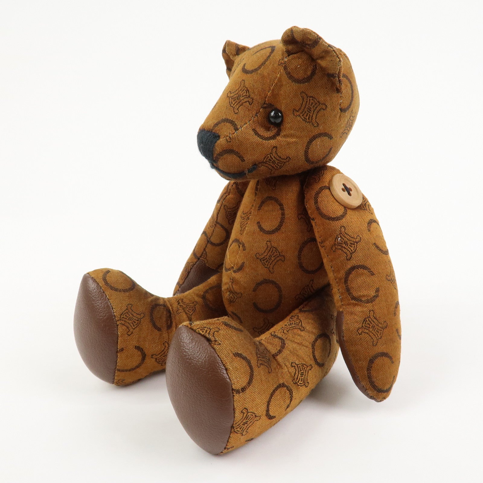 CELINE C Macadam Canvas Leather Teddy Bear Stuffed Animal Brown